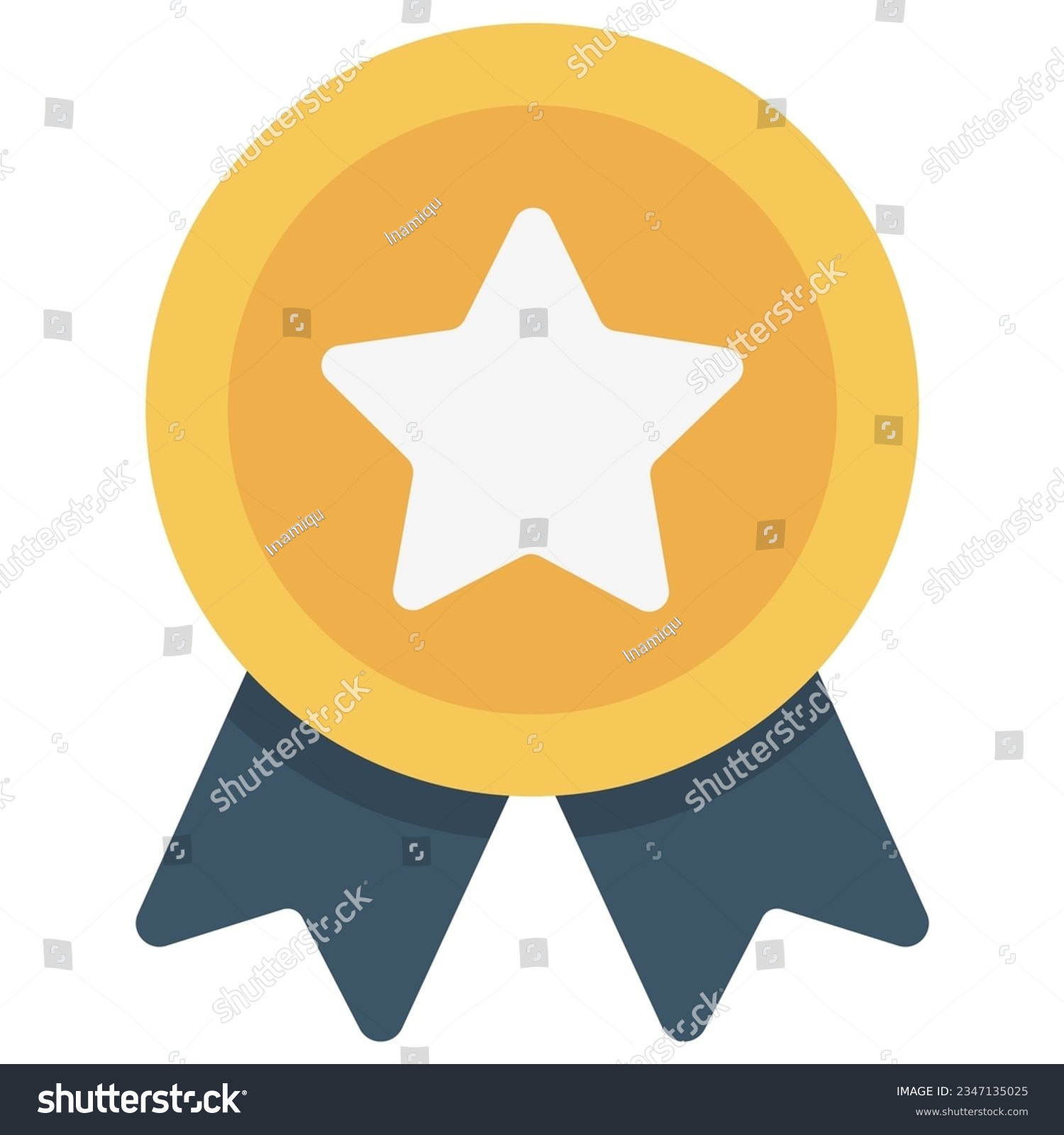SVG of Simple illustration of golden award medal with ribbons for winners. Seal ribbon flat icon vector. Reward flat icon. svg