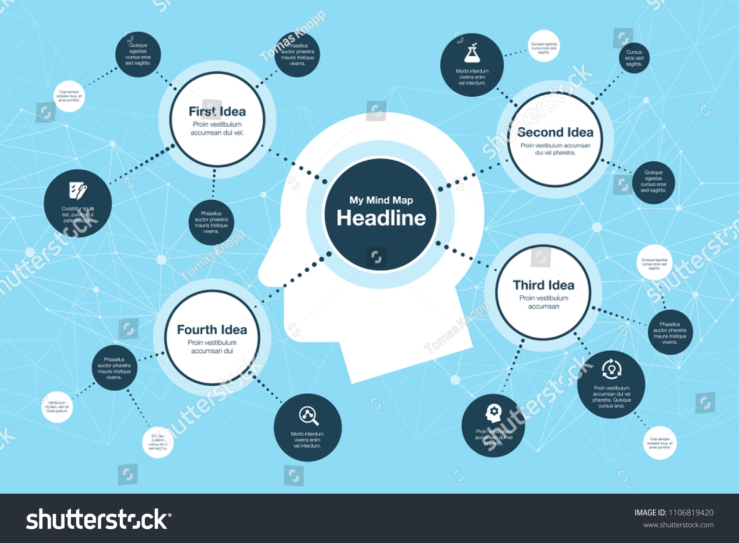 Simple Infographic Mind Map Visualization Template Stock Vector 