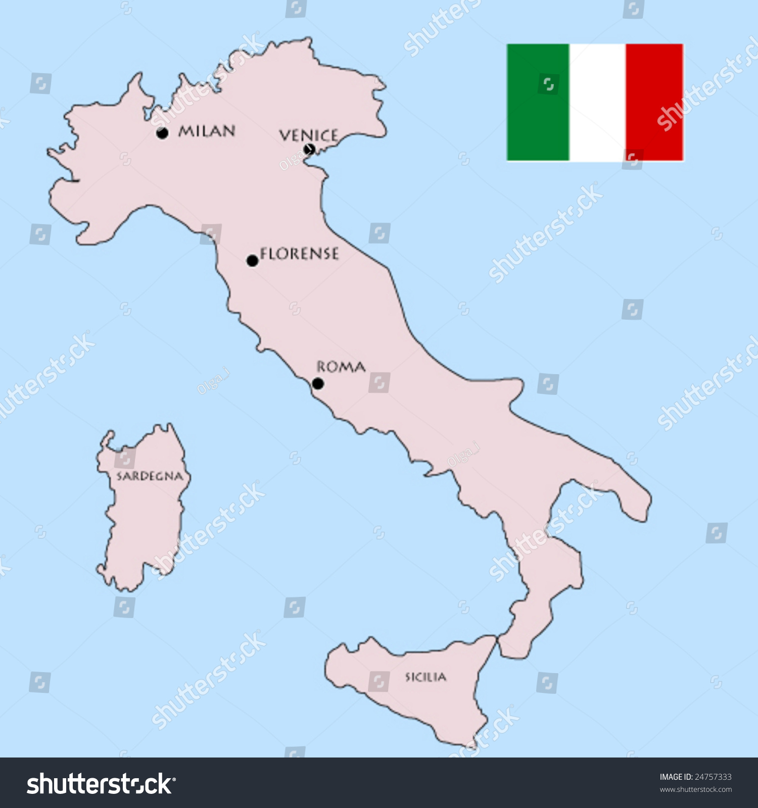 Simple Italy Map Stock Vector 24757333 Shutterstock   Stock Vector Simple Italy Map 24757333 