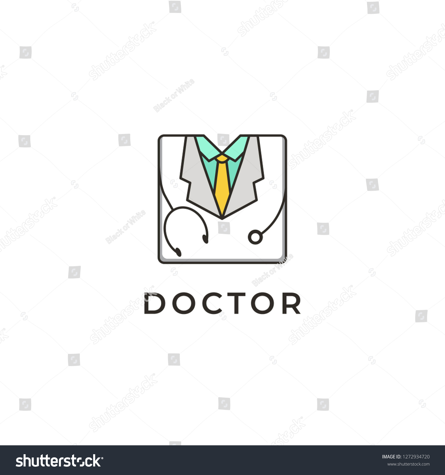 Simple Line Doctor Logo Medical Icon Stock Vector (Royalty Free ...