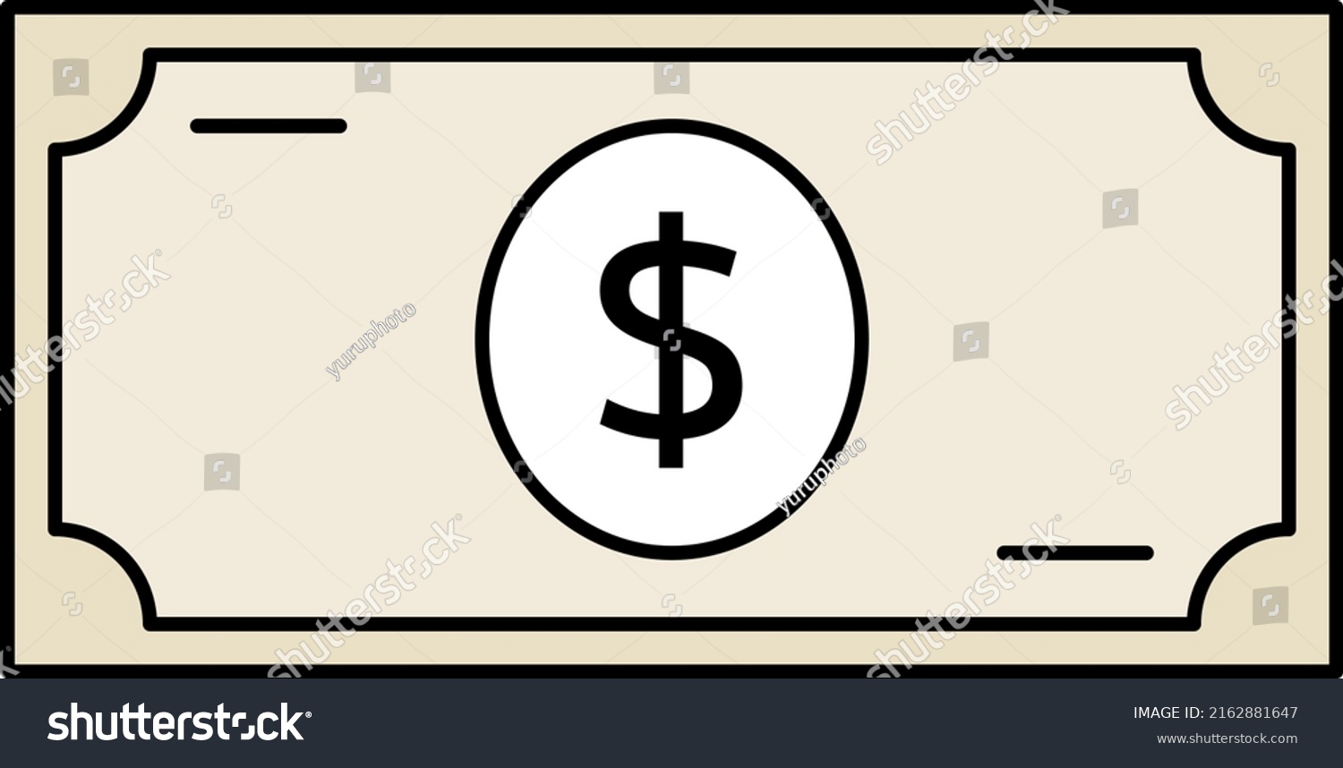 Simple Line Drawing Illustration Dollar Bill Stock Vector (Royalty Free ...