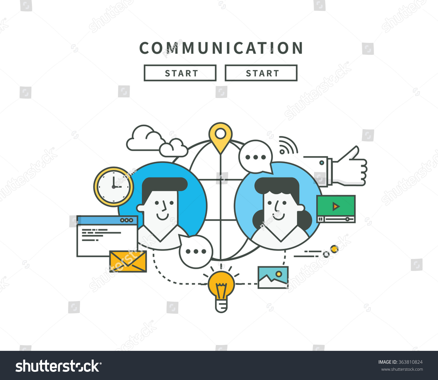 Simple Line Flat Design Communication Modern Stock Vector (Royalty Free ...