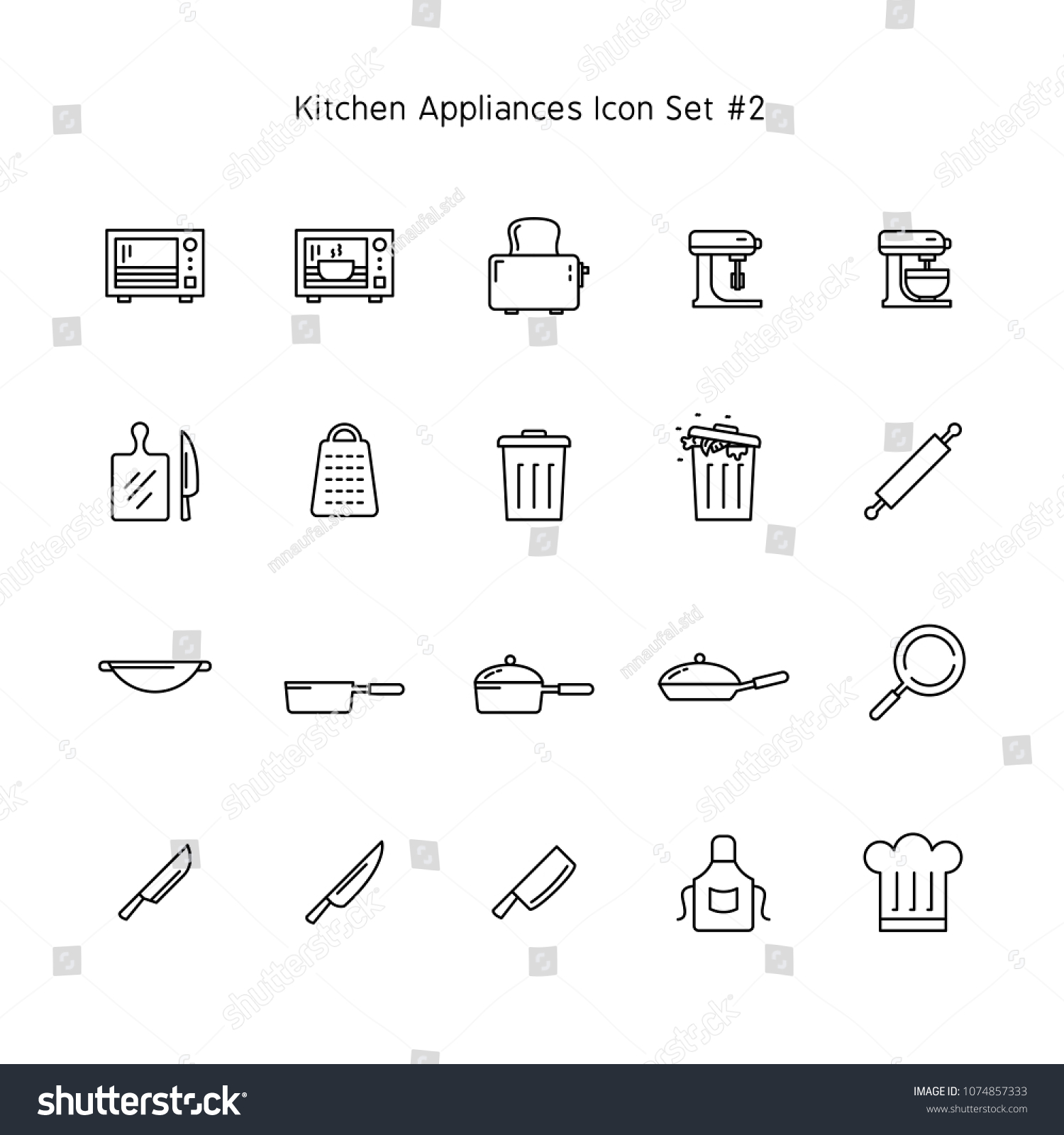 SVG of simple line kitchen appliances icon set. household illustration collection. svg