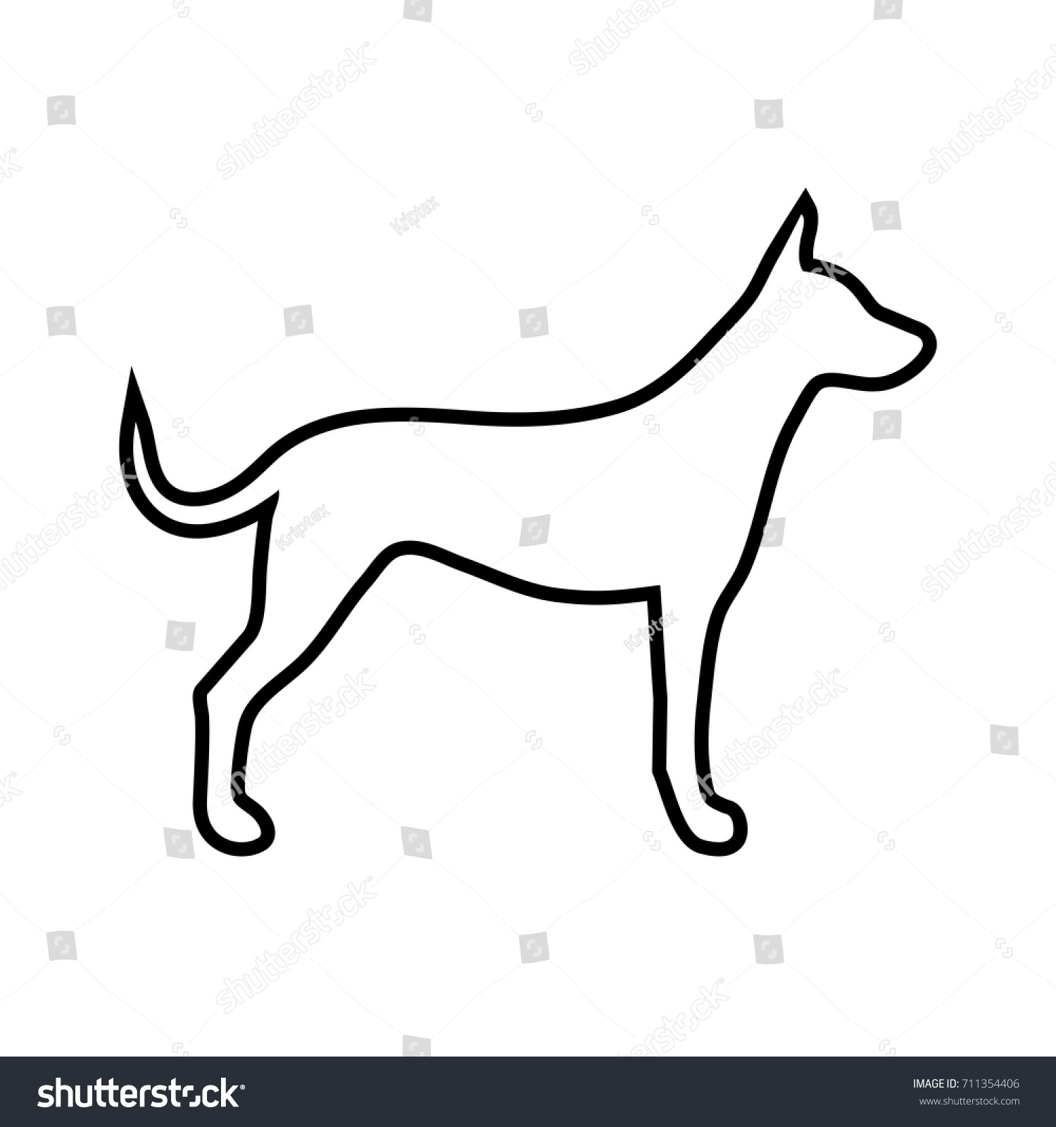 Simple Line Vector Dog Icon On Stock Vector 711354406 - Shutterstock