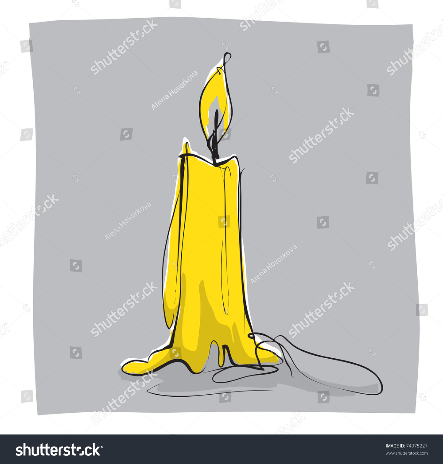 Simple Linear Illustration Of Candle - 74975227 : Shutterstock