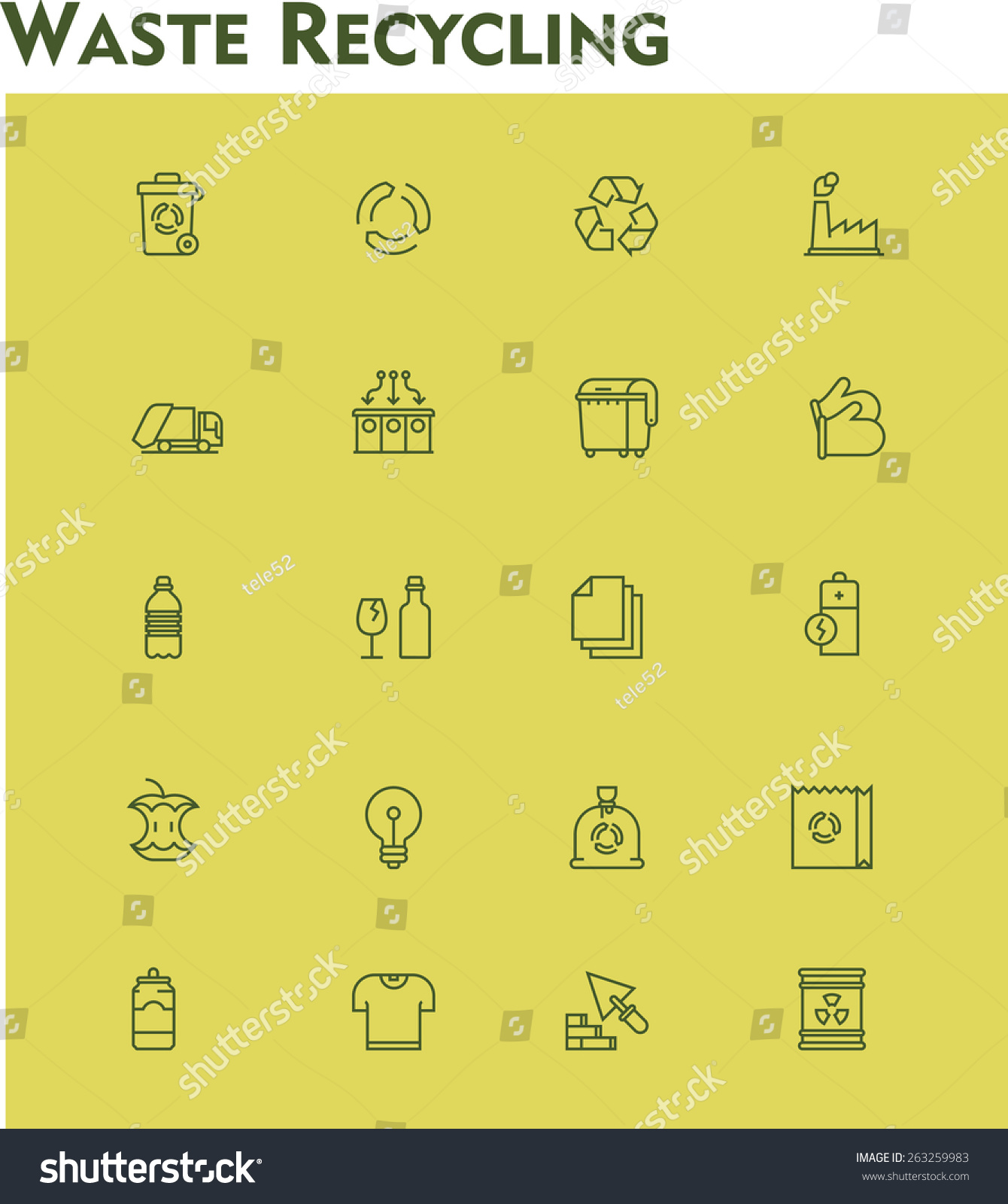 SVG of Simple linear Vector icon set representing garbage collection, separation and recycling svg