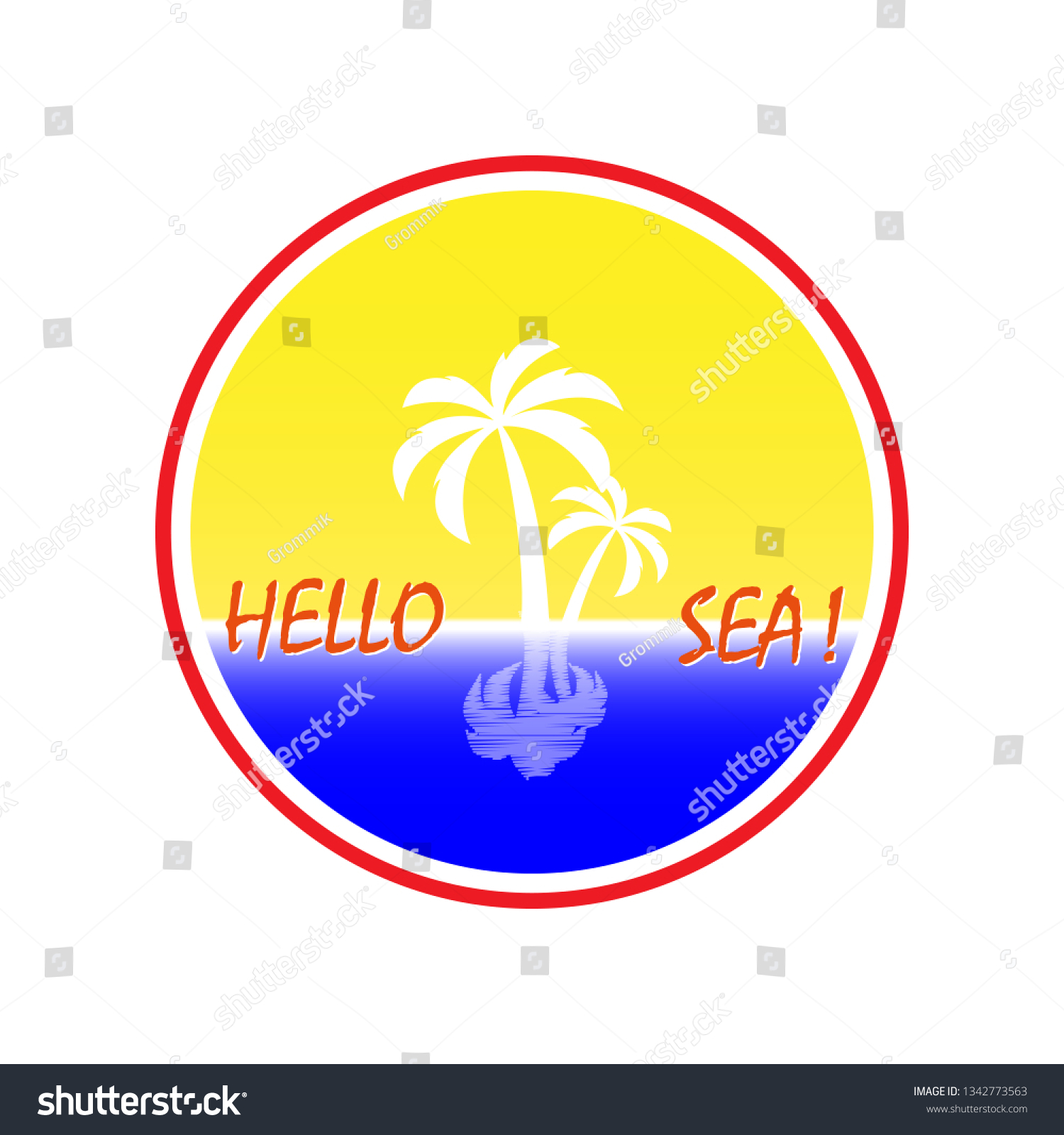 Simple Logo Palm Tree Inscription Hello Stock Vector Royalty Free 1342773563