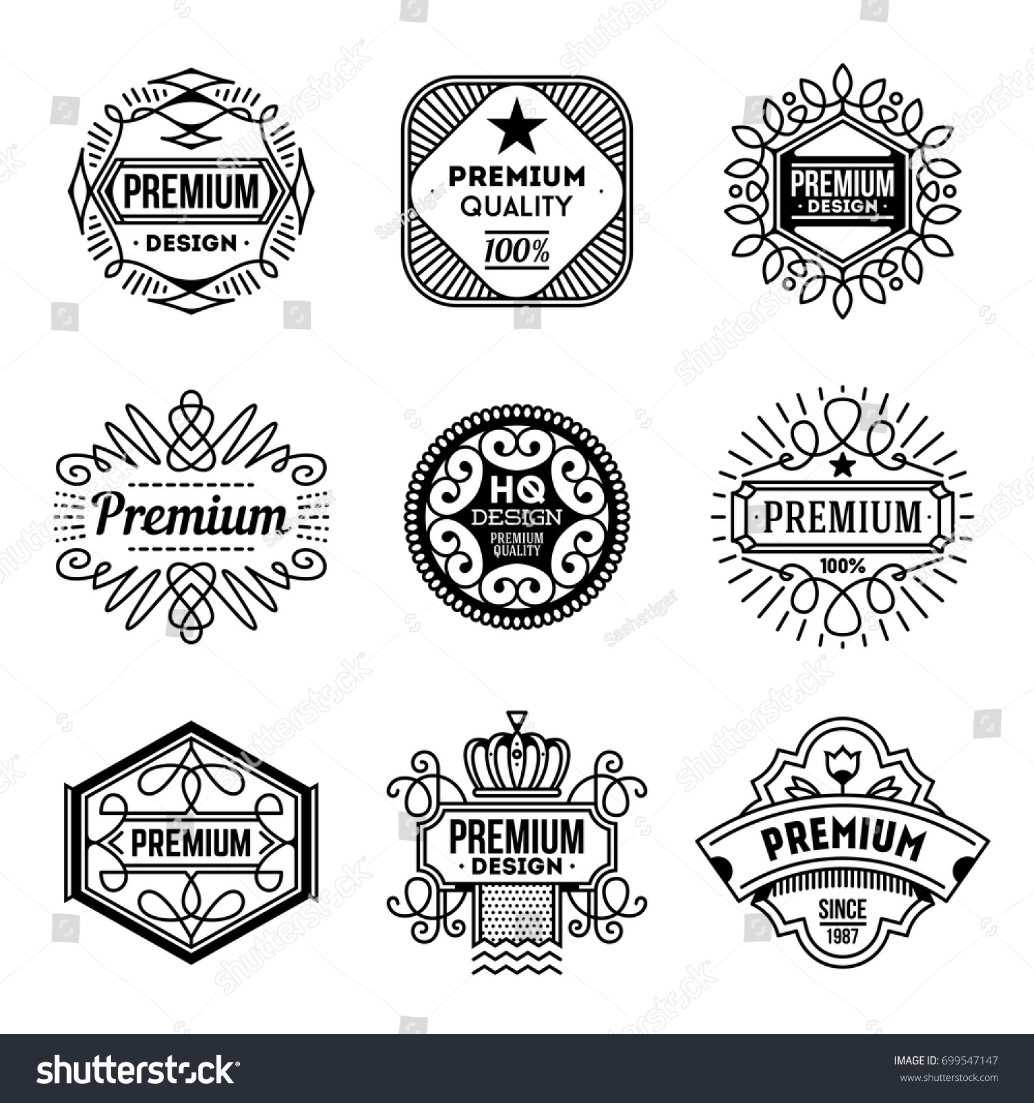 Simple Mono Lines Logos Collection Premium Stock Vector (Royalty Free ...