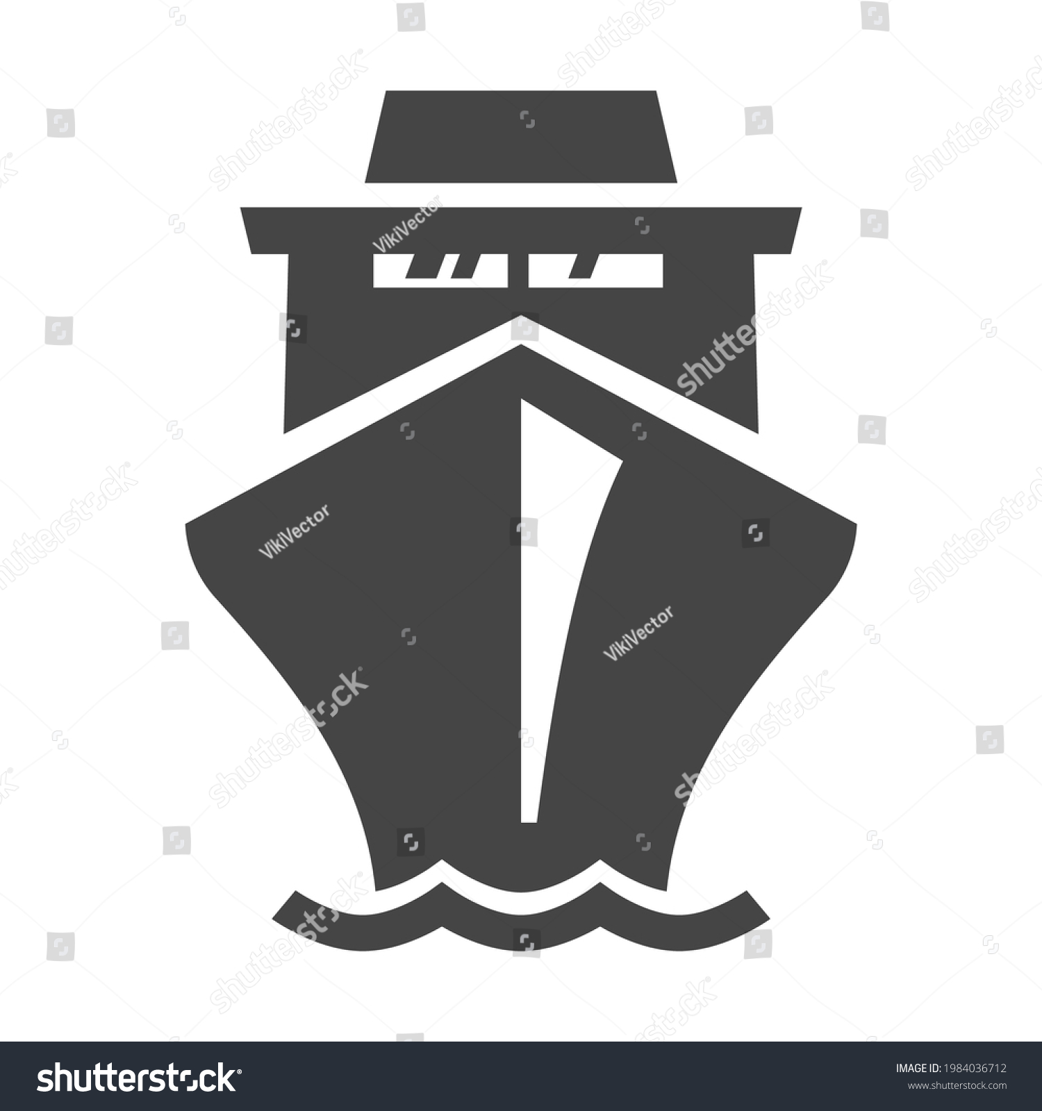 SVG of Simple monochrome liner icon vector flat illustration. Front view huge cruise ship isolated. Water transport for cargo or passenger transportation. Floating marine vessel for destination journey svg