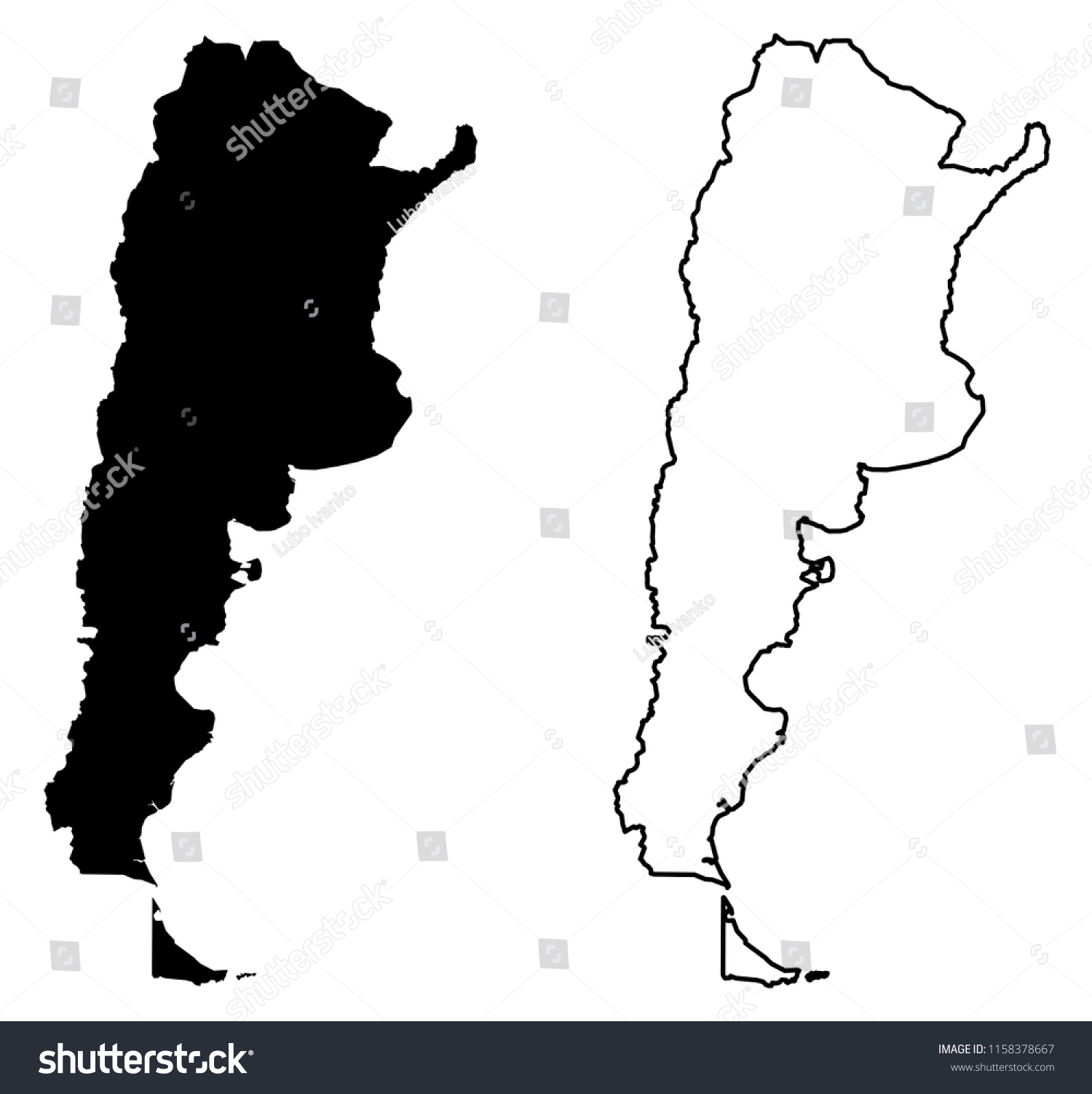 Simple Only Sharp Corners Map Argentina Stock Vector (Royalty Free ...