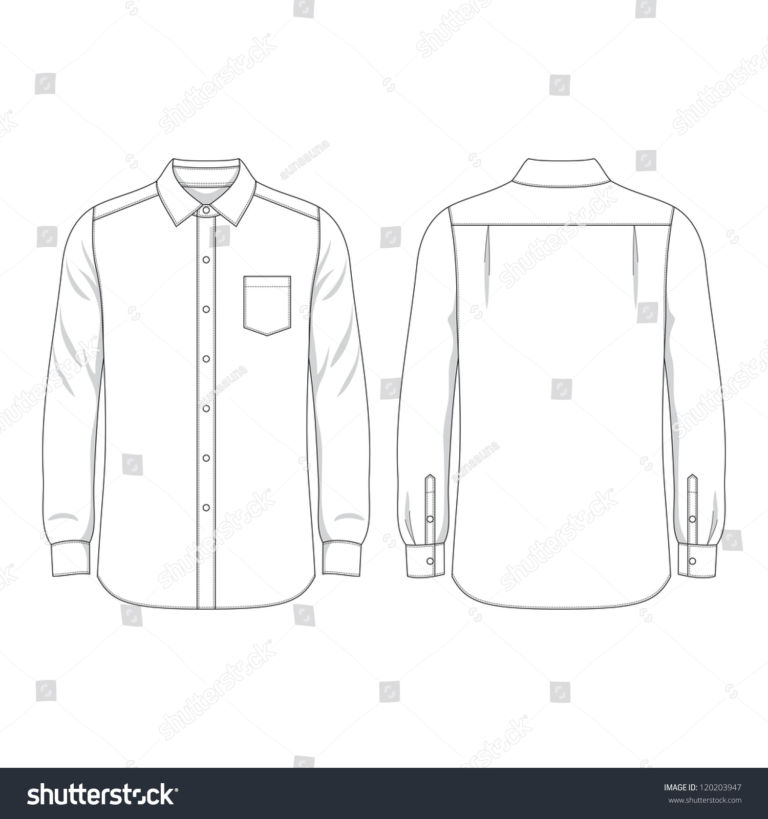 Simple Outline Drawing Long Sleeves Shirt Stock Vector 120203947 ...
