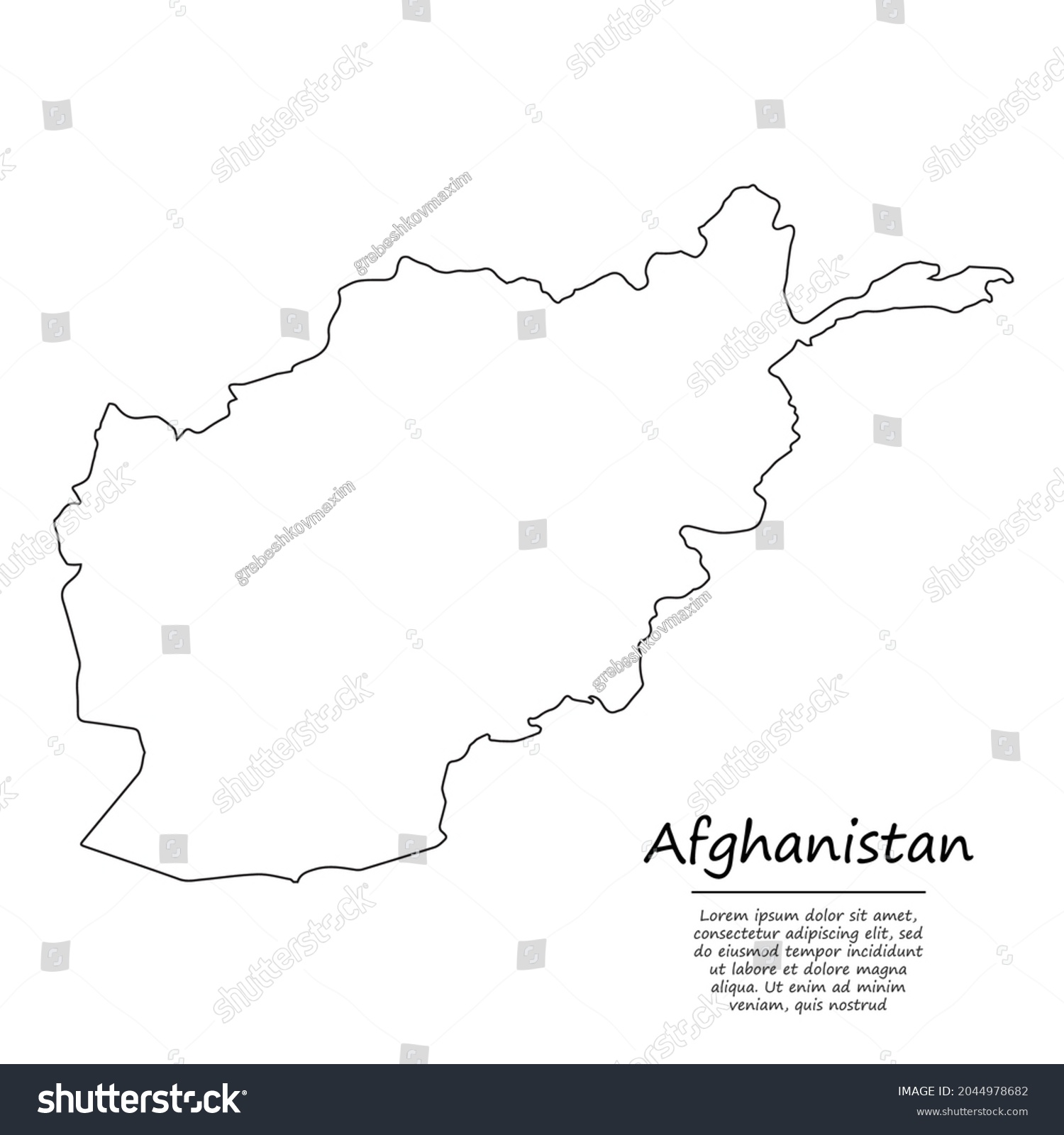 Simple Outline Map Afghanistan Vector Silhouette Stock Vector Royalty