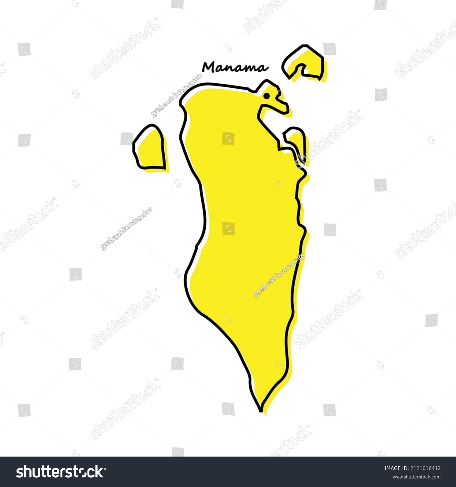 Simple Outline Map Bahrain Capital Location Stock Vector (Royalty Free ...