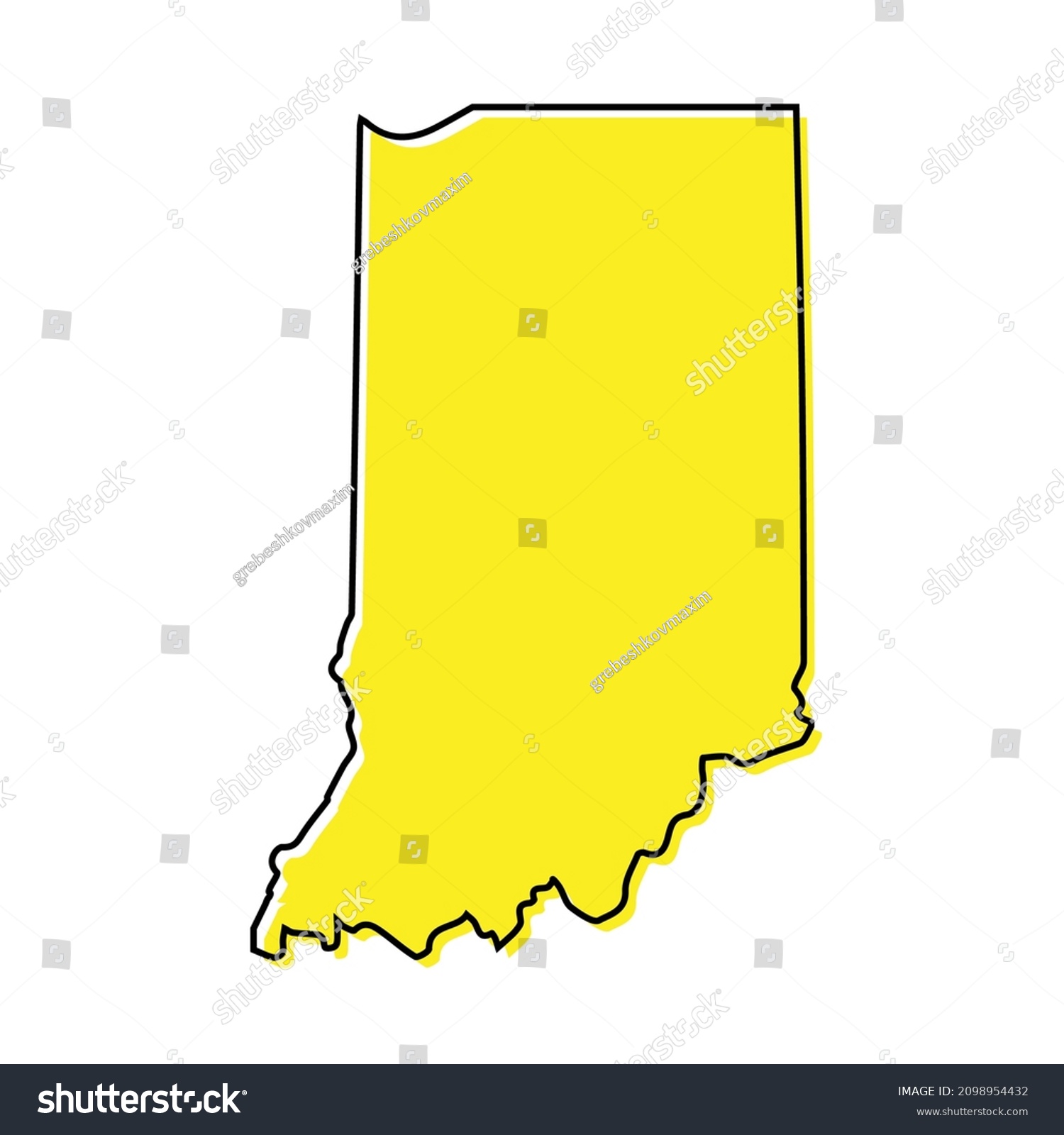 Simple Outline Map Indiana State United Stock Vector (Royalty Free ...