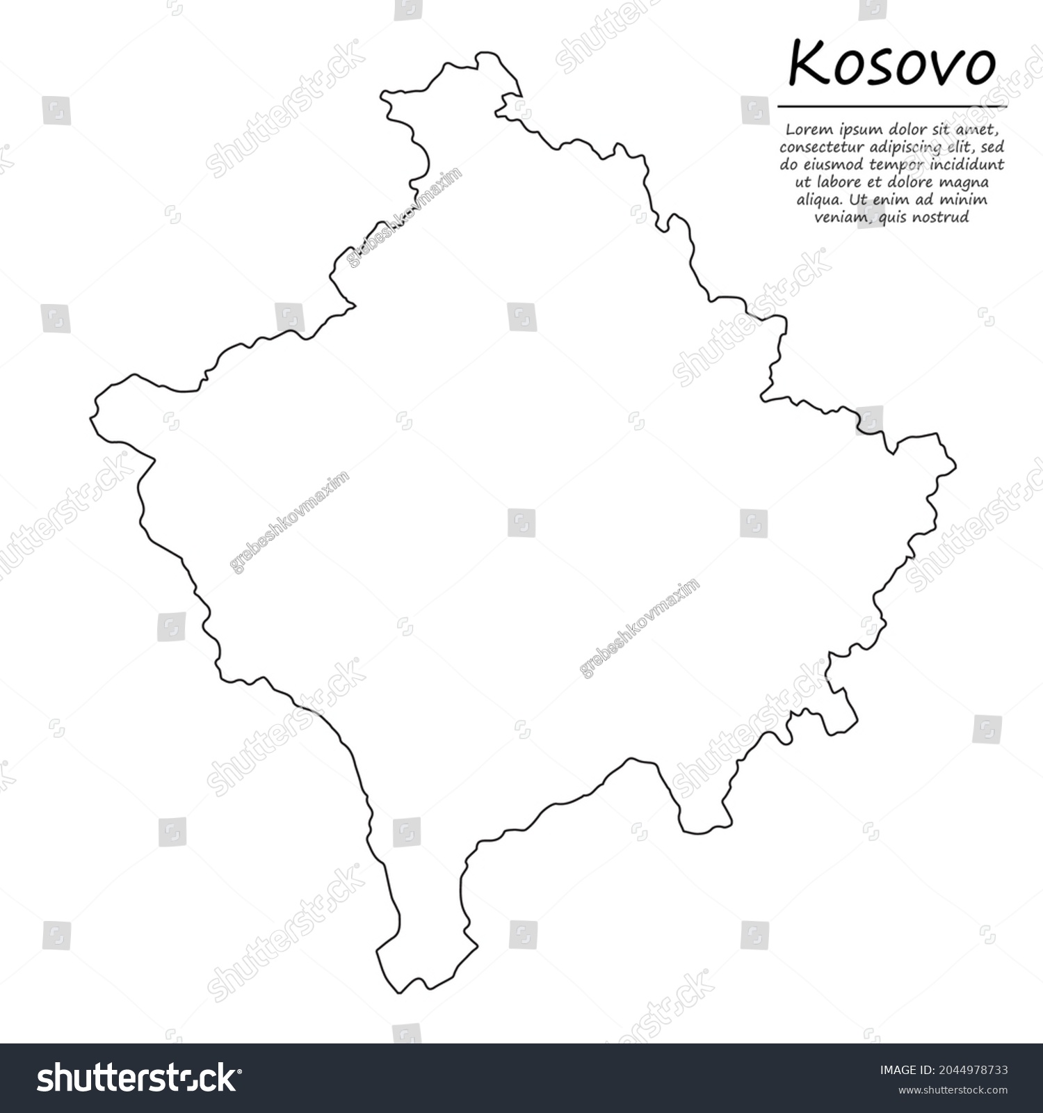 Simple Outline Map Kosovo Vector Silhouette Stock Vector (Royalty Free ...