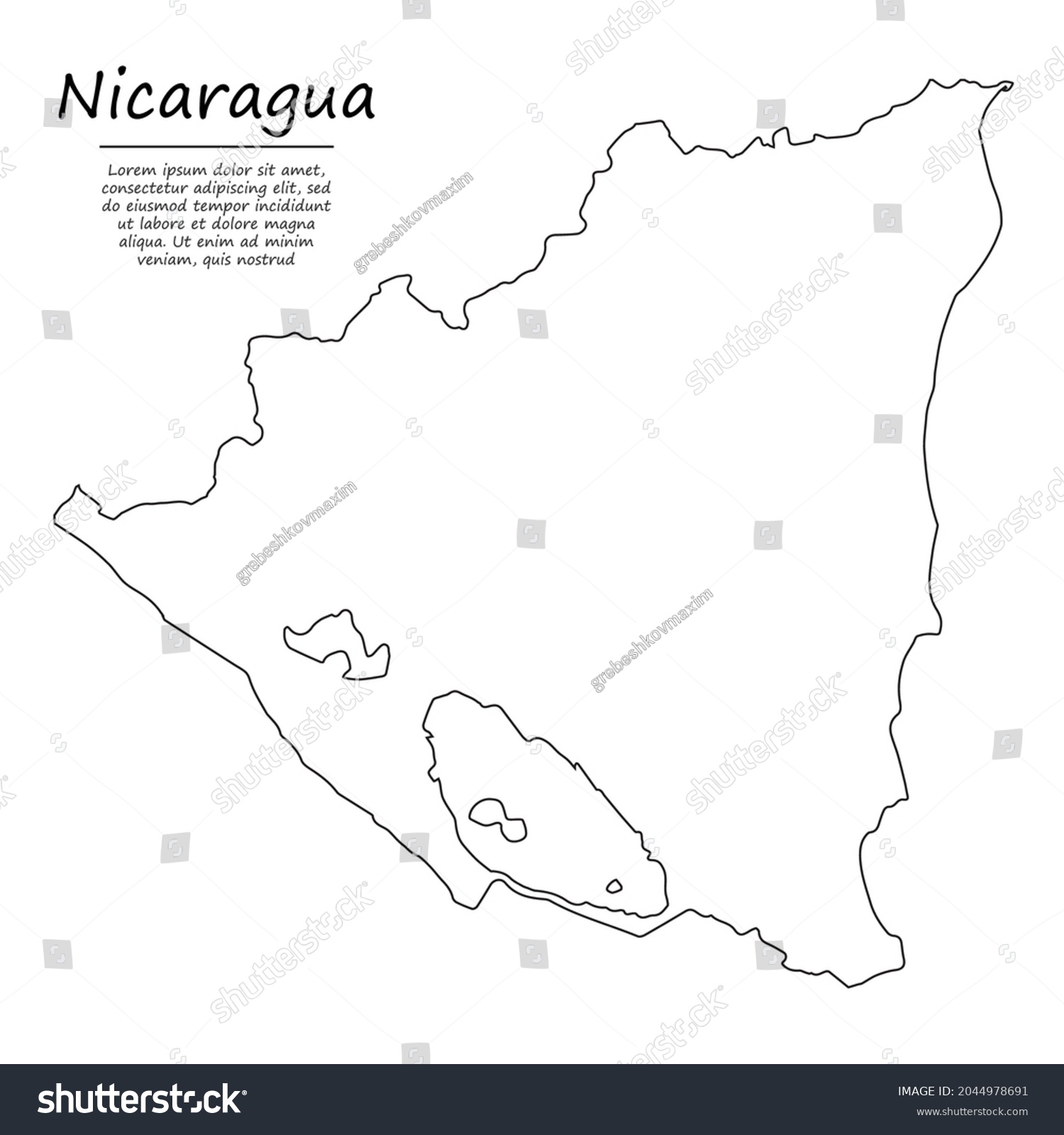 Simple Outline Map Nicaragua Vector Silhouette Stock Vector (Royalty ...