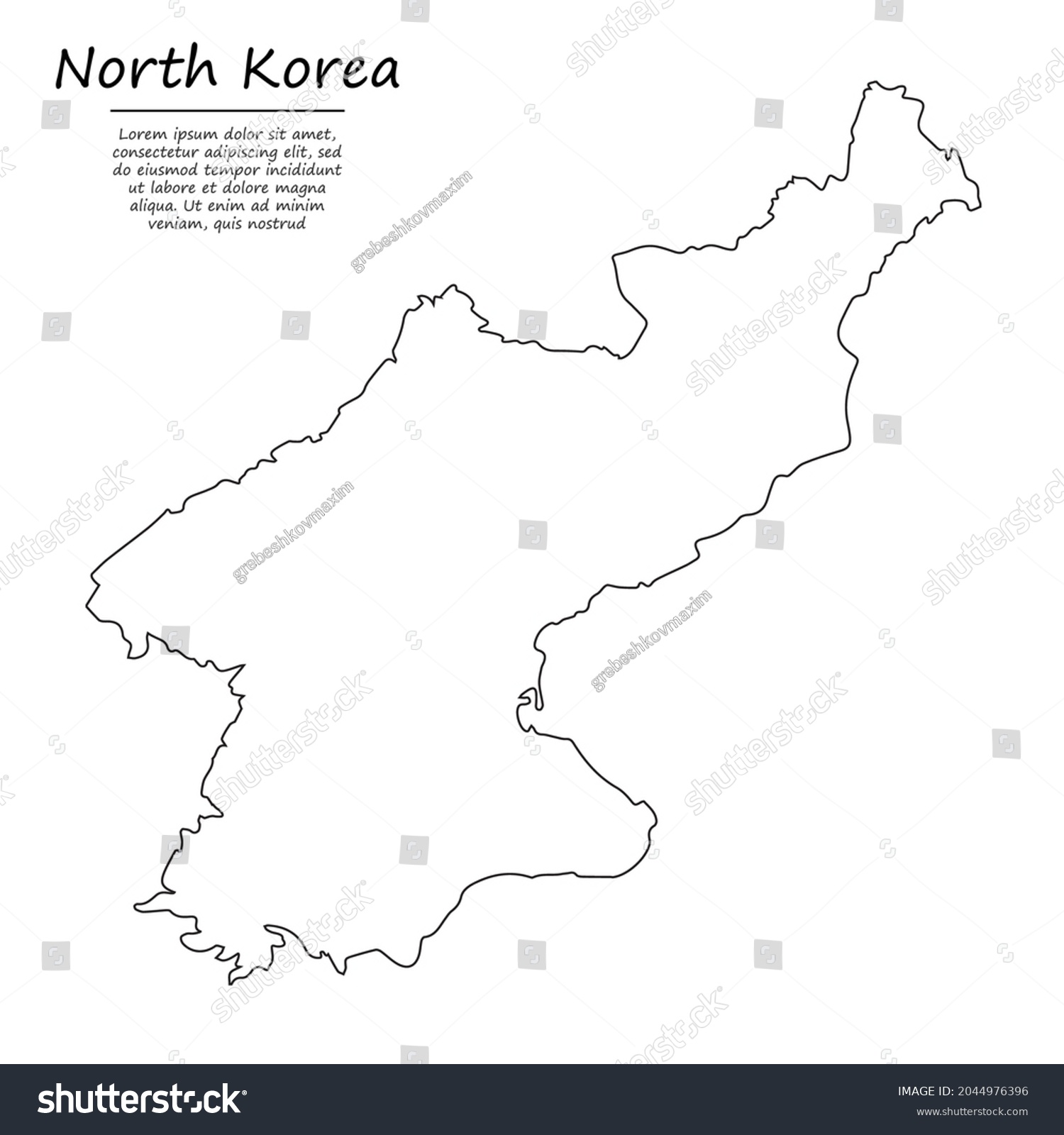 Simple Outline Map North Korea Vector Stock Vector (Royalty Free ...