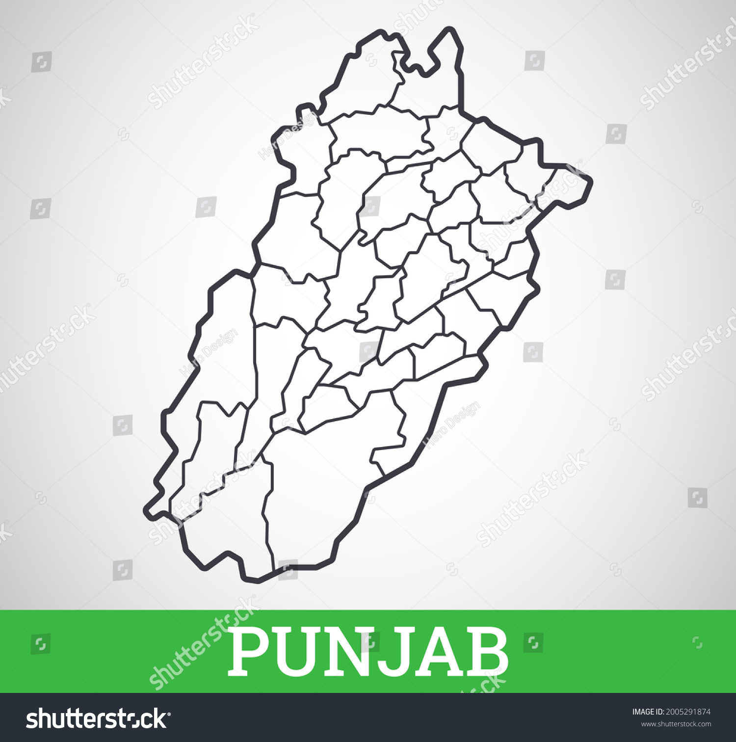 Simple Outline Map Punjab District Vector Stock Vector (Royalty Free ...