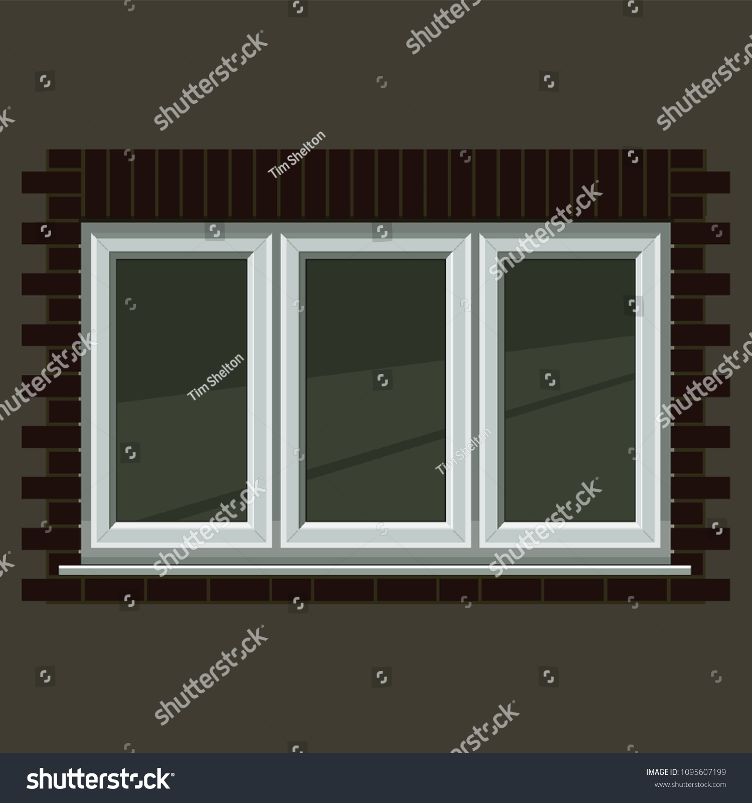 Simple 3 Panel Window Town House Stock Vector Royalty Free 1095607199