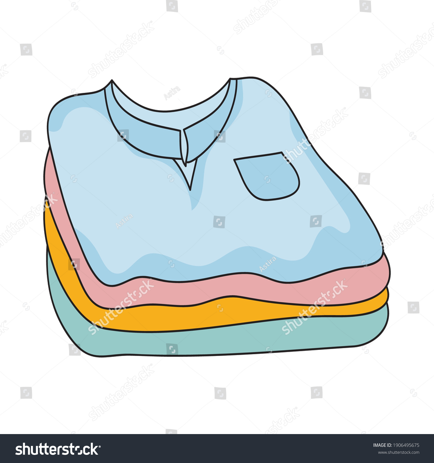 Simple Piles Clothes Colored Line Art Stock Vector (Royalty Free