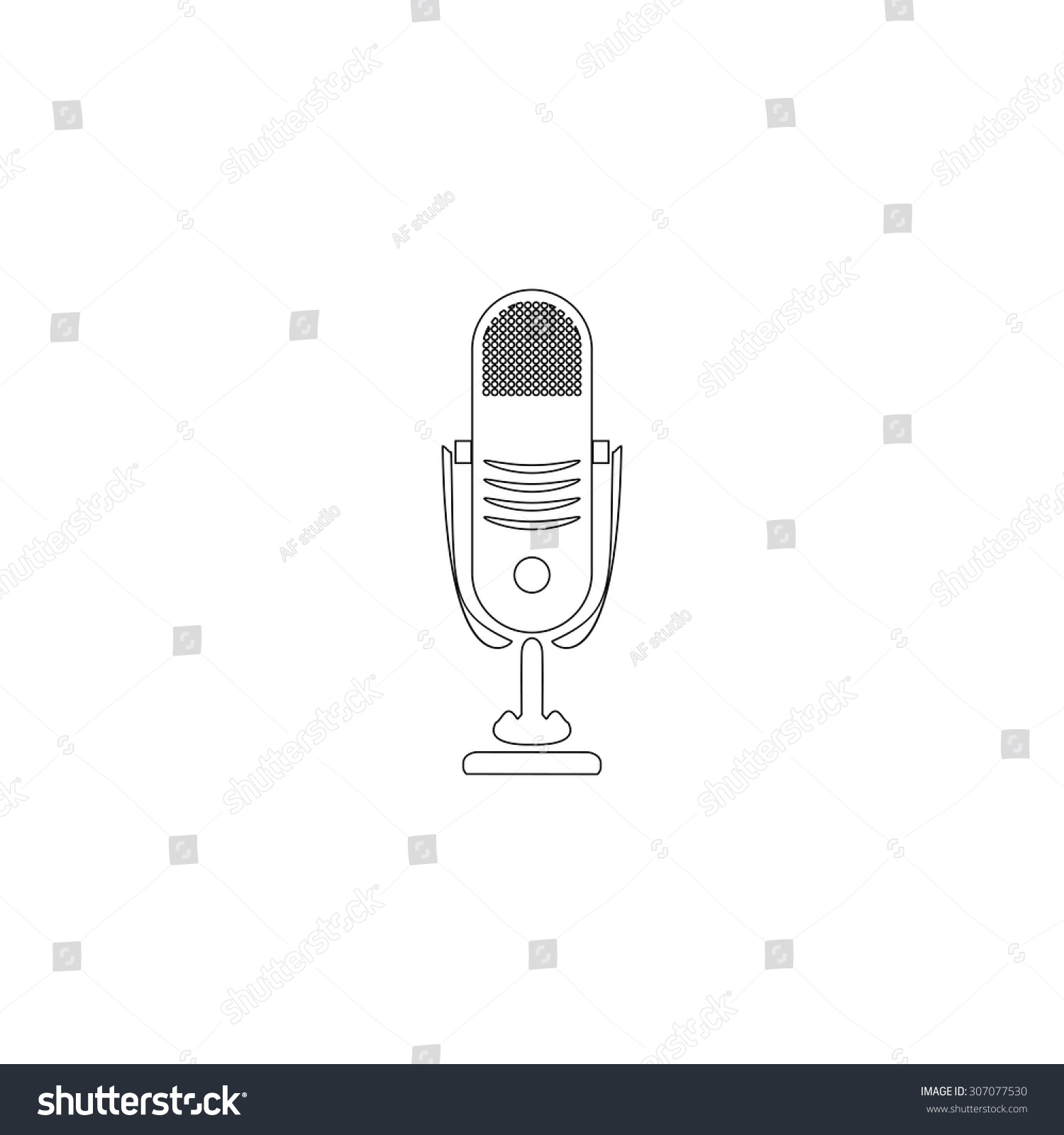 Simple Retro Microphone Outline Black Simple Stock Vector (Royalty Free