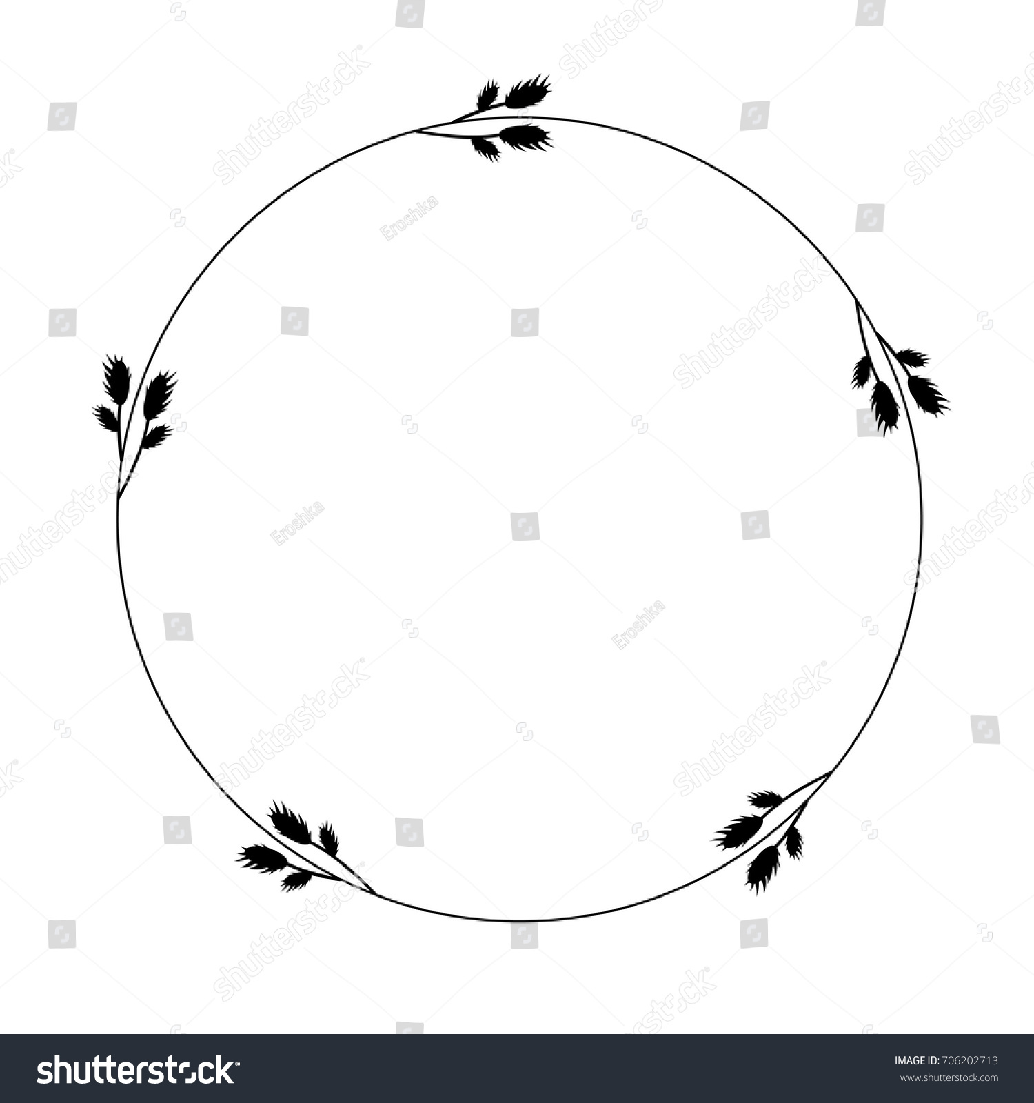 Simple Round Frame Floral Motifs Isolated Stock Vector Royalty