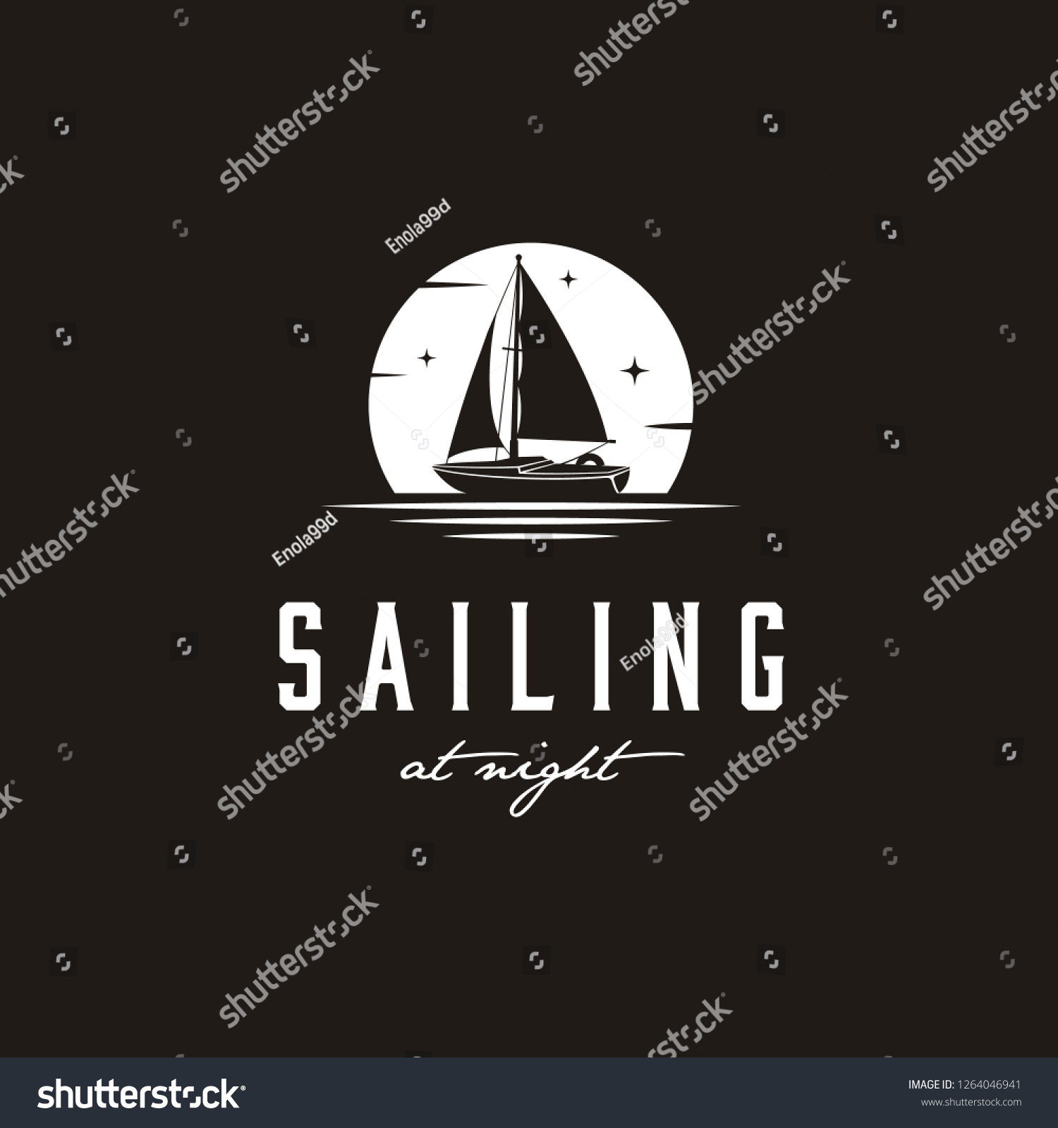 Simple Sailing Yacht Silhouette Logo Design Stock Vector (royalty Free 