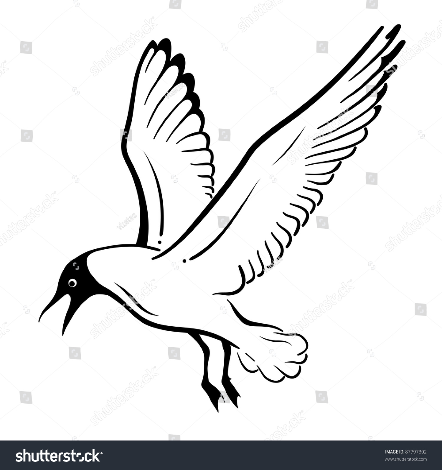 Simple Seagull Isolated On The White Stock Vector Illustration 87797302 ...