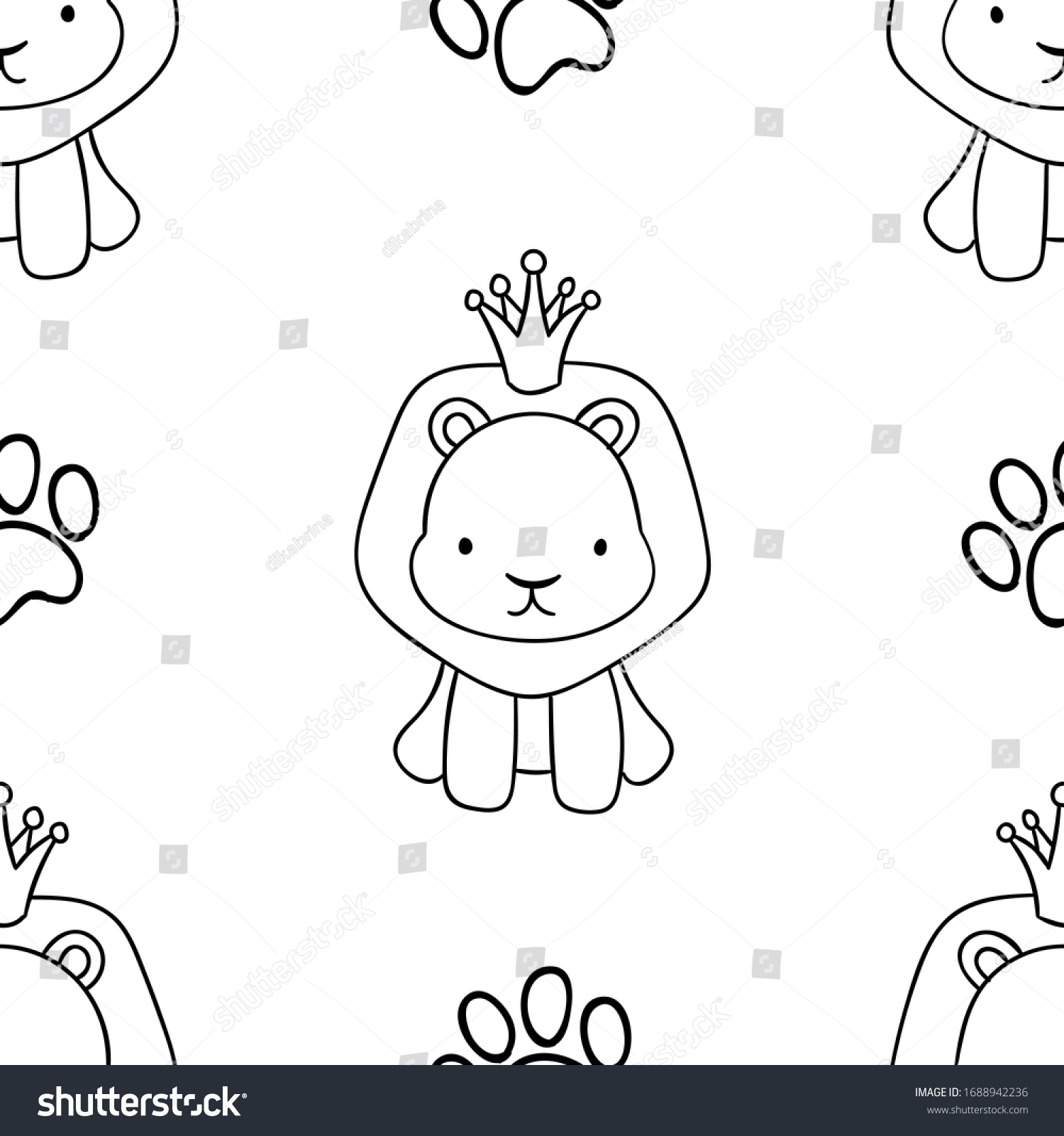 Simple Seamless Pattern Black White Cute Stock Vector