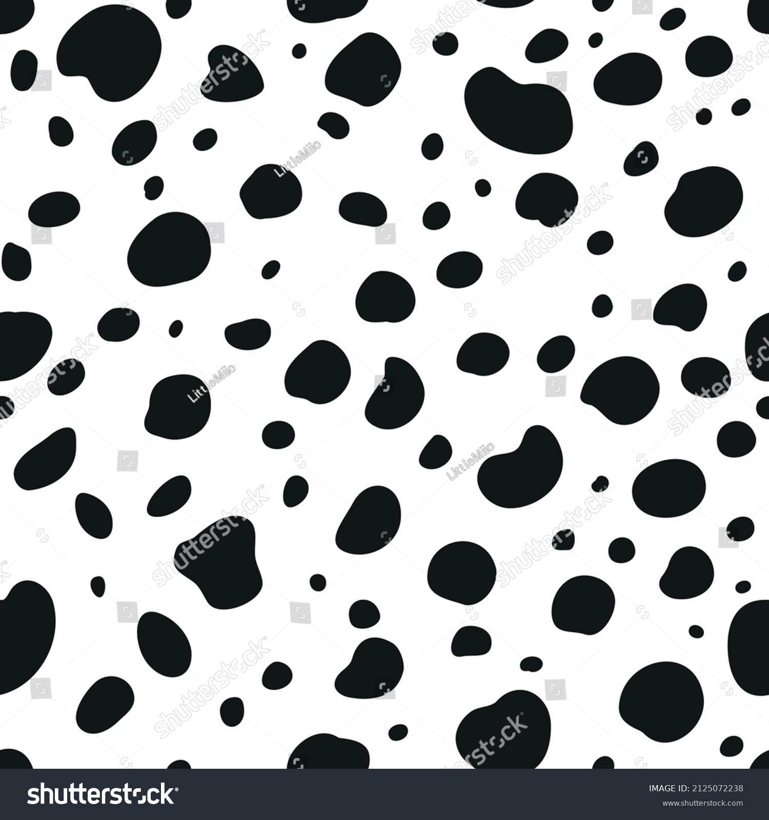 SVG of Simple seamless pattern with Dalmatian spots. Black and white vector illustration. Doggy color with dots. svg