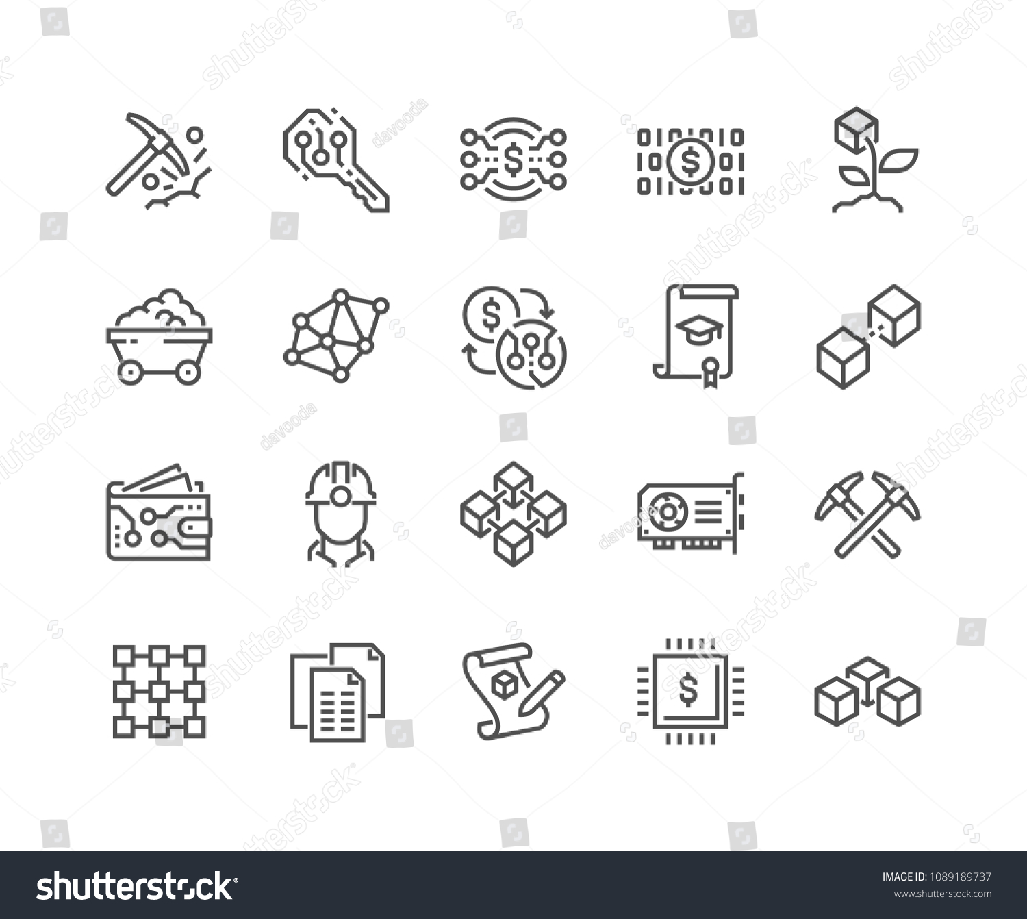 SVG of Simple Set of Blockchain Related Vector Line Icons. Contains such Icons as Mining, Smart Contract, Electronic Key and more. Editable Stroke. 48x48 Pixel Perfect. svg