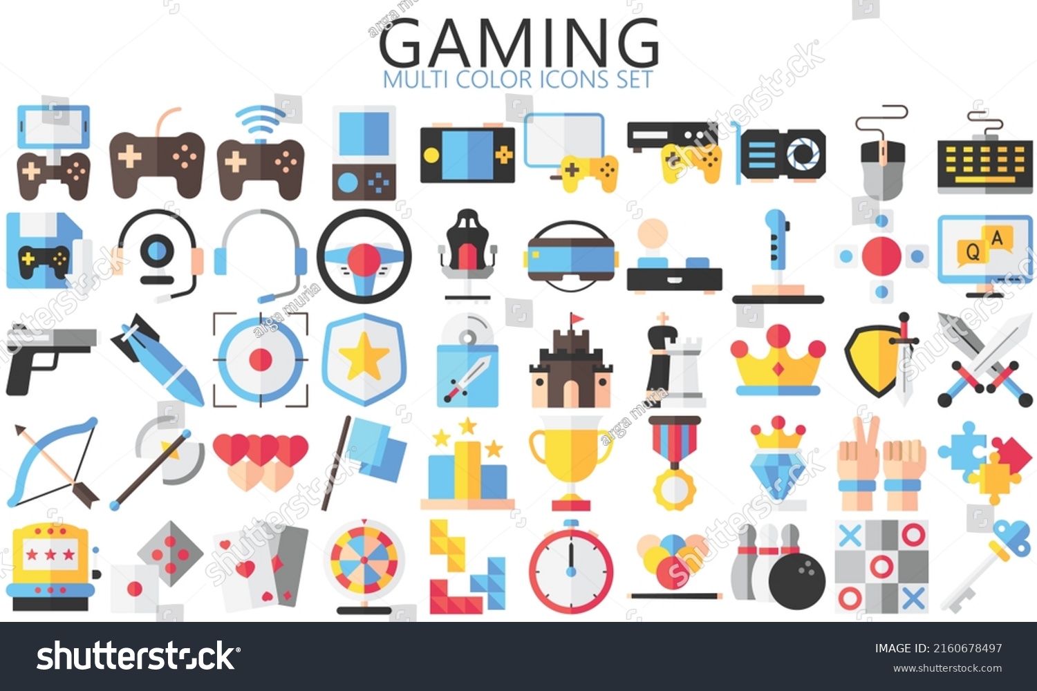 SVG of Simple Set of Games multi color Icons. Contains such Icons as Joystick, Console, Virtual Reality and more. Used for web, UI, UX kit and applications. vector eps 10 ready convert to SVG. svg