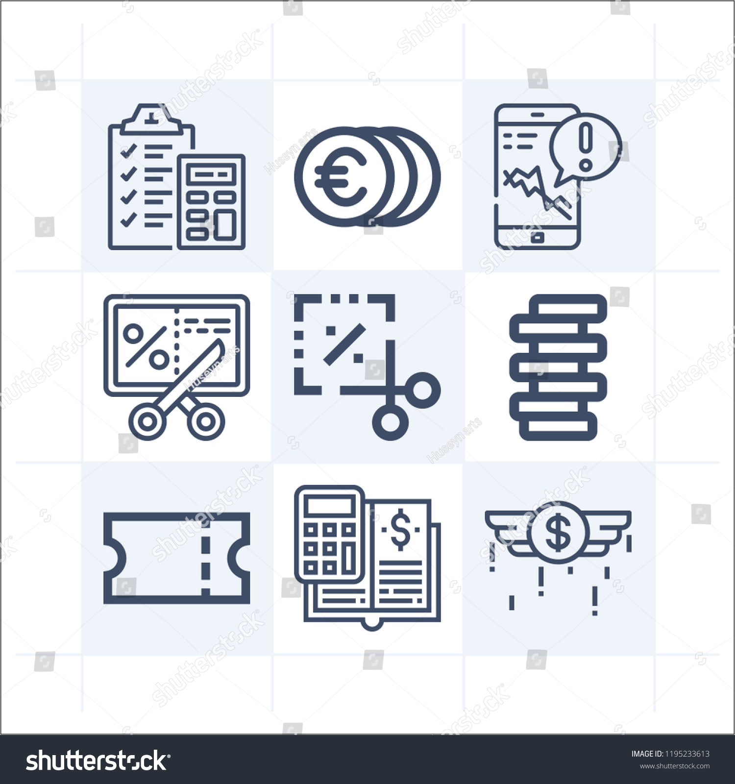 simple set 9 icons related money stock vector royalty free