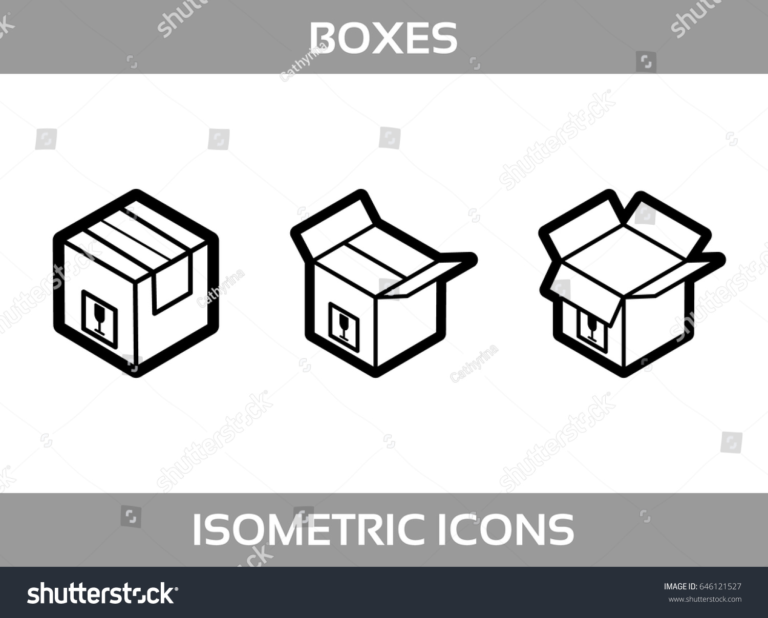 vector box line Set Line Vector Boxes Packaging Stock Vector Simple