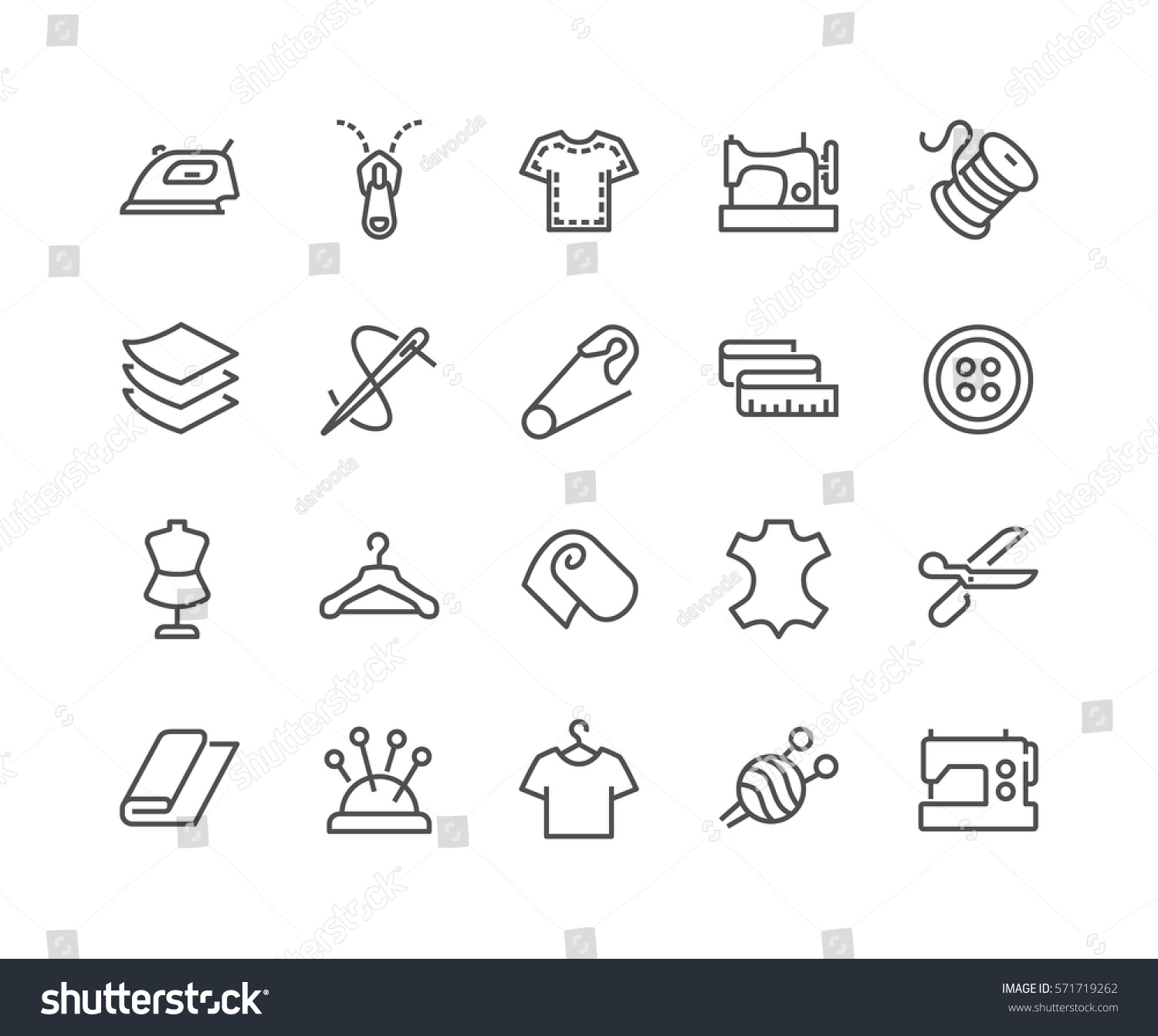 Simple Set Sewing Related Vector Line Stock Vector Royalty Free 571719262