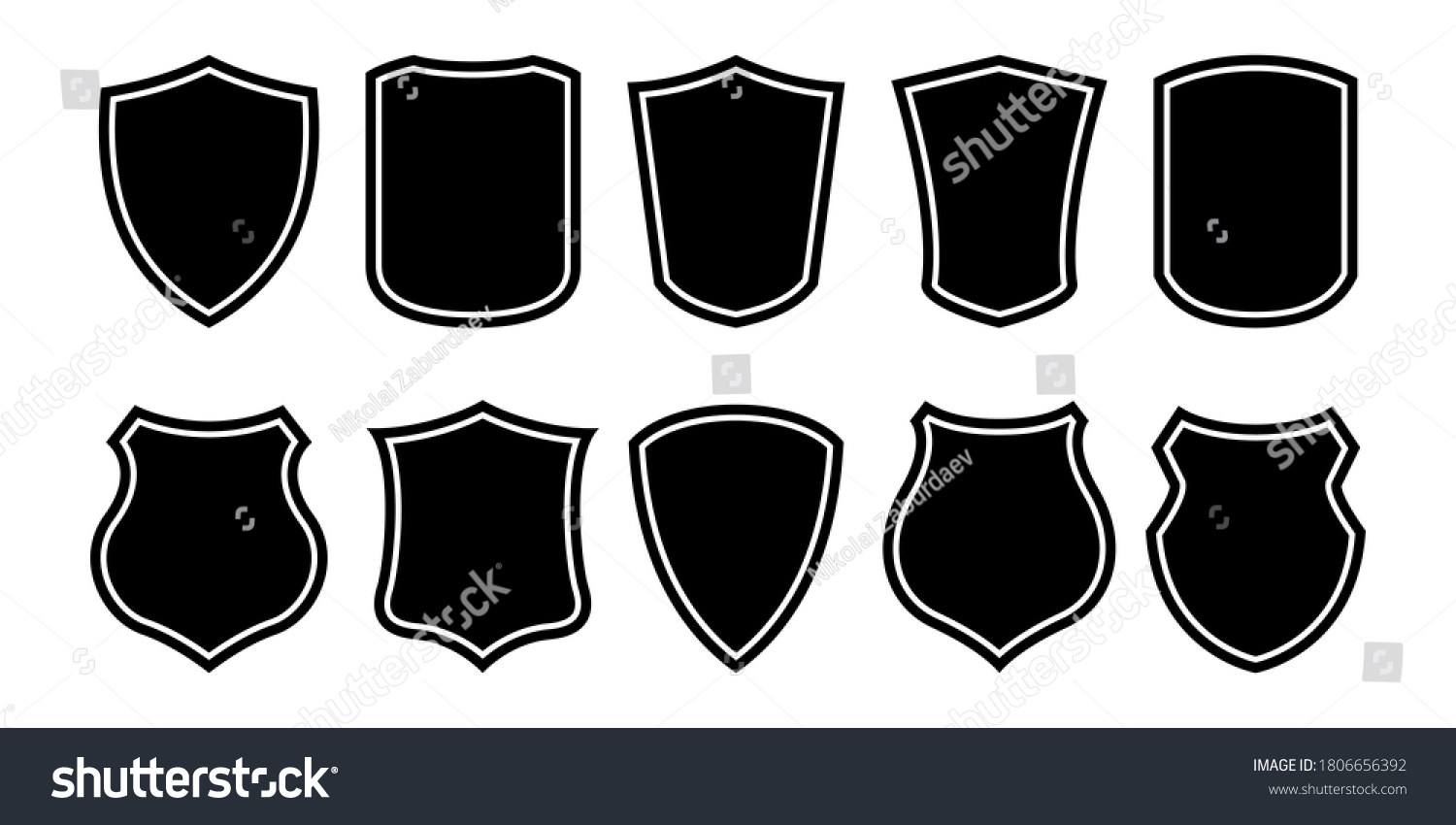 Simple Shields Set Collection Flat Design Stock Vector (Royalty Free ...