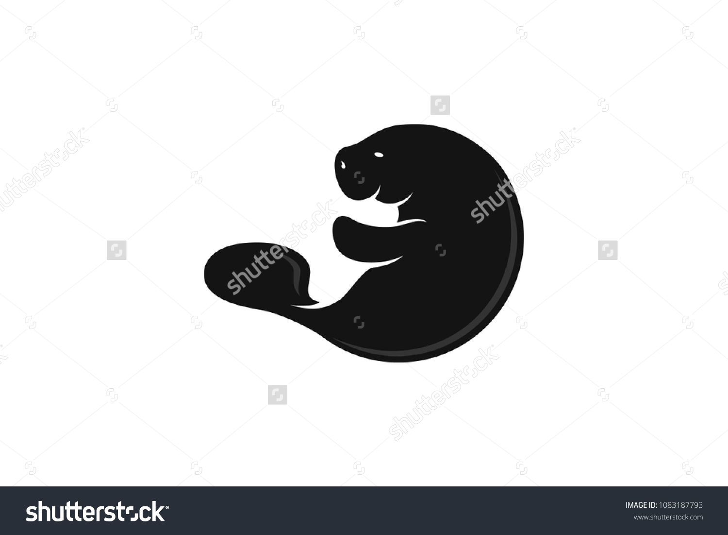 SVG of Simple Silhouette of Cute Manatee svg