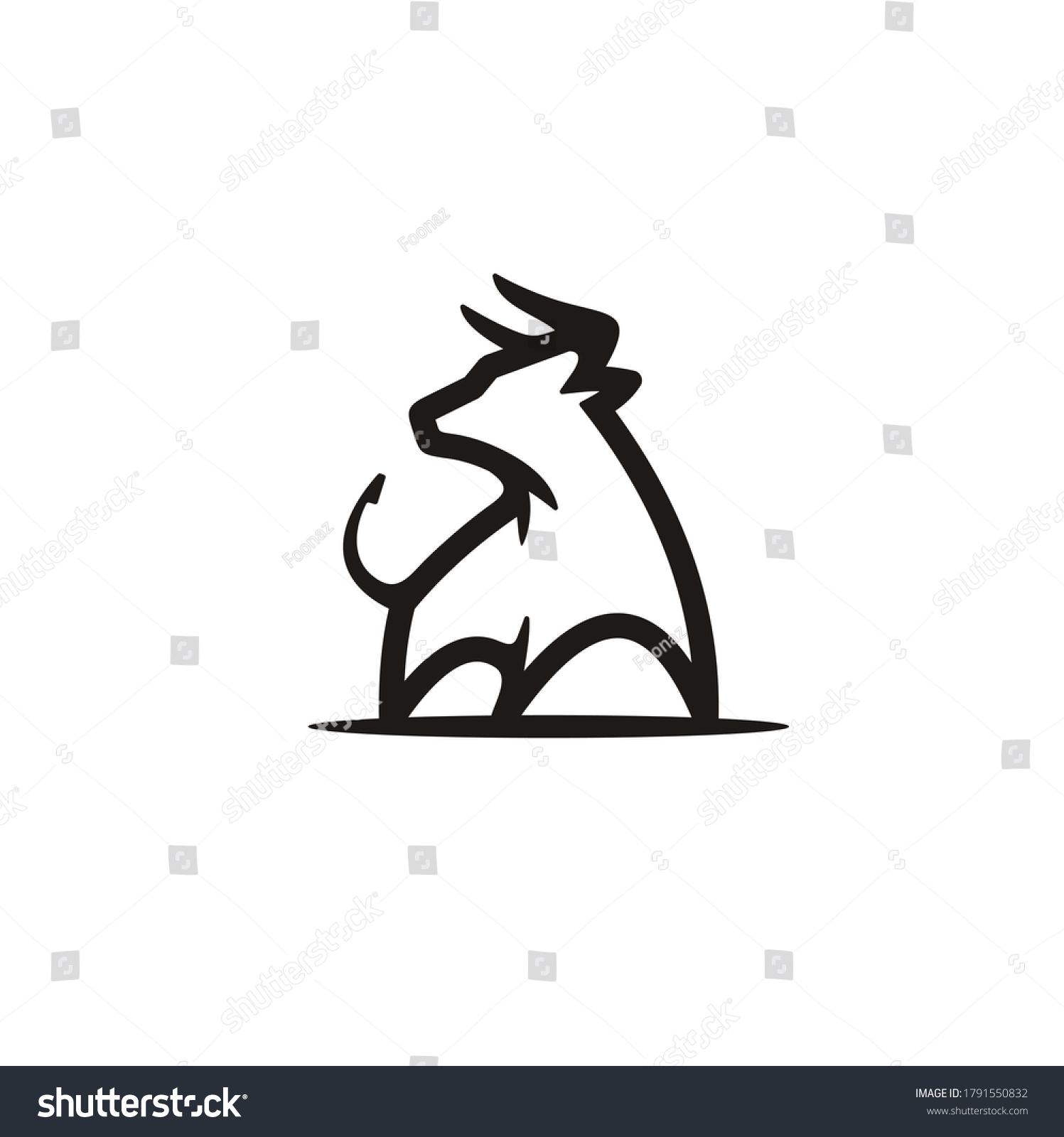 SVG of Simple Strong Buffalo Bull silhouette, Classic Vintage Retro Matador or Rodeo Long Horn Cattle logo design svg