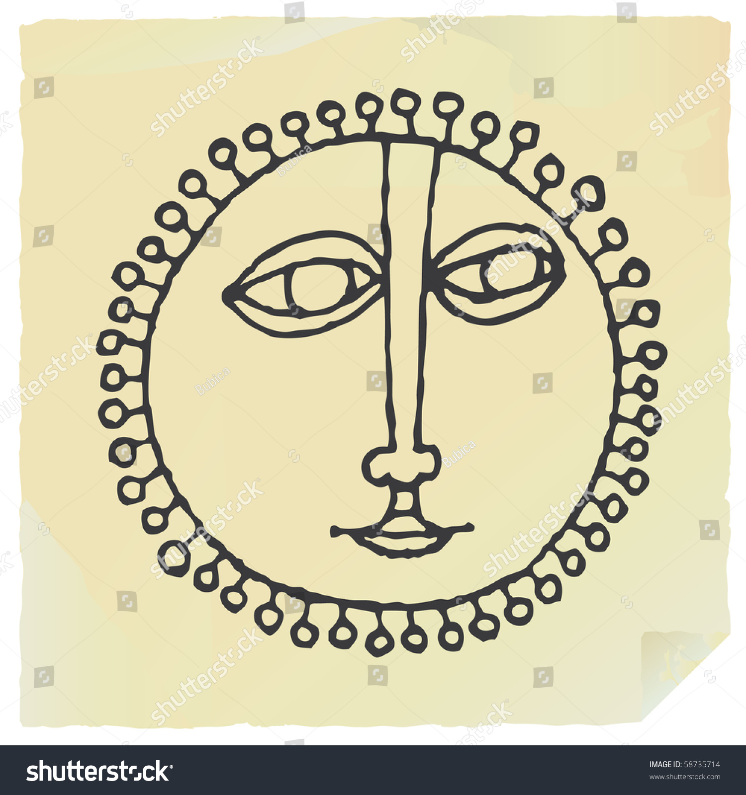 Simple Sun Face Drawing Letter Paper Stock Vector Royalty Free
