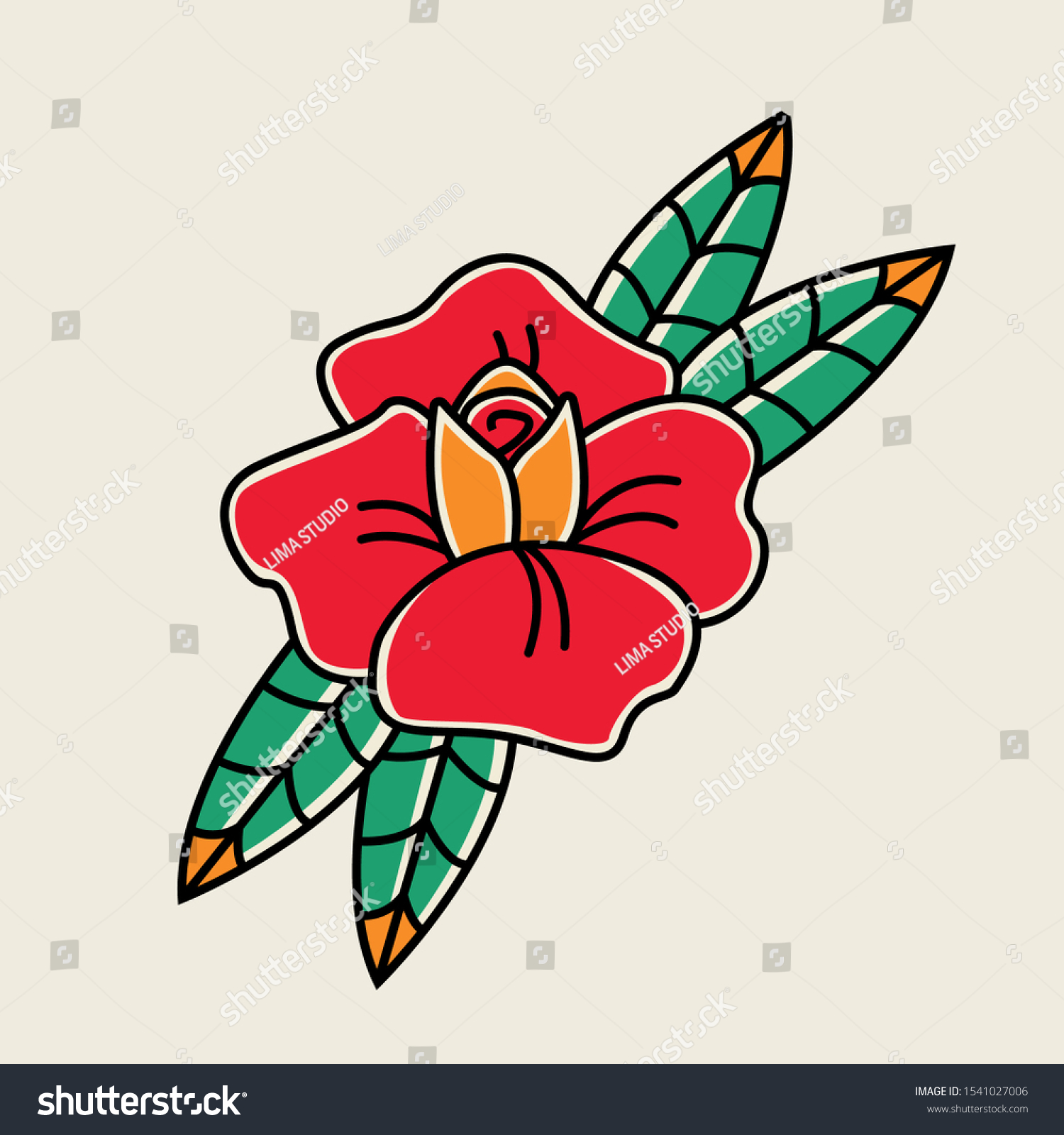 Simple Traditional Flower Tattoo Designs Stock Vector Royalty Free 1541027006