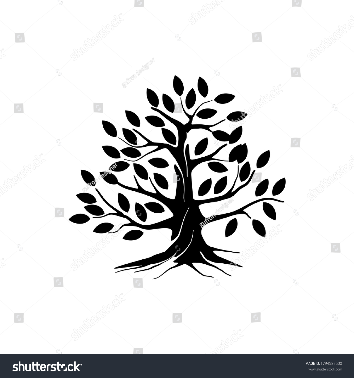 Simple Tree Vector Silhouette Black On Stock Vector (Royalty Free ...