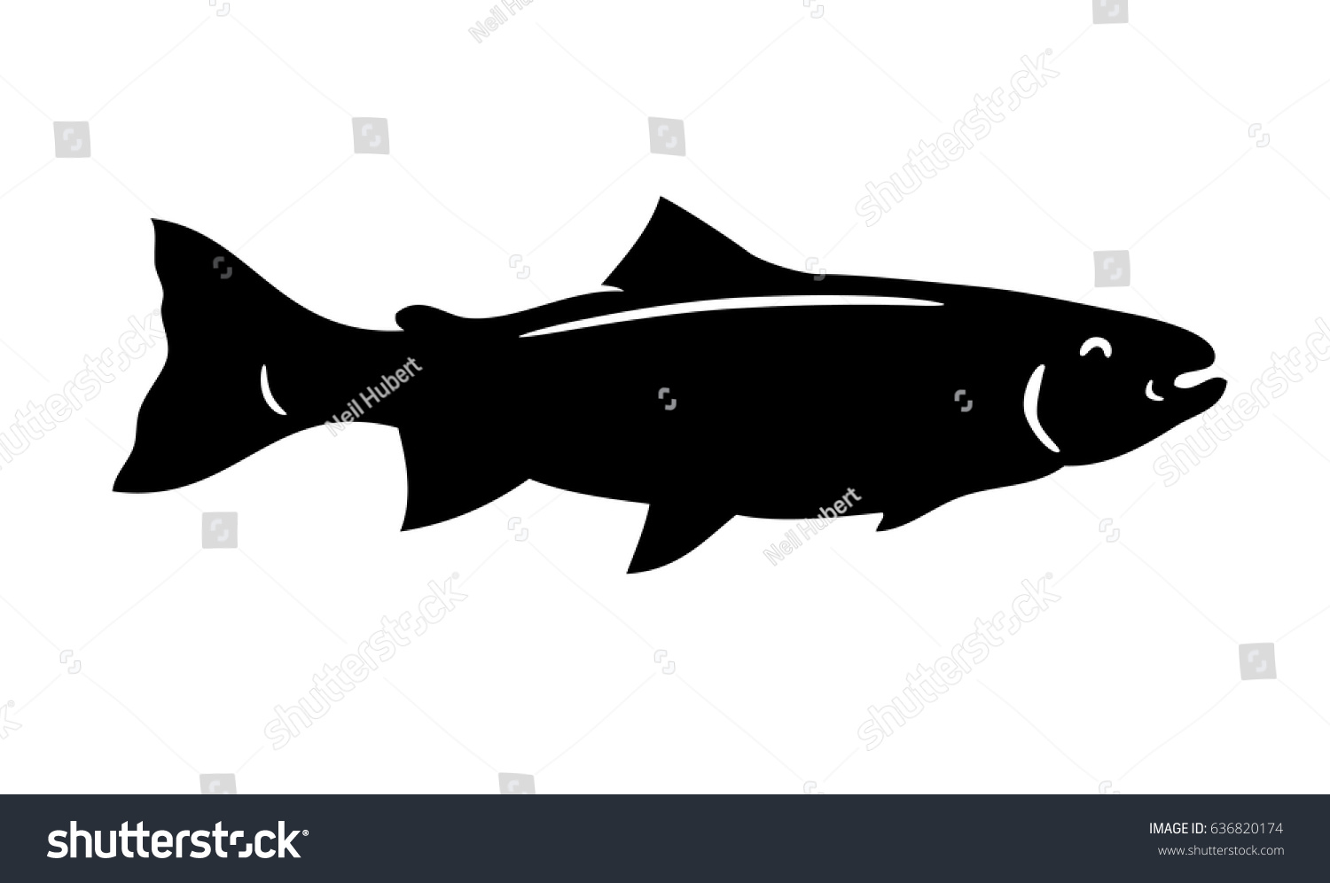 Download Simple Vector Fish Silhouette Trout Stock Vector 636820174 ...