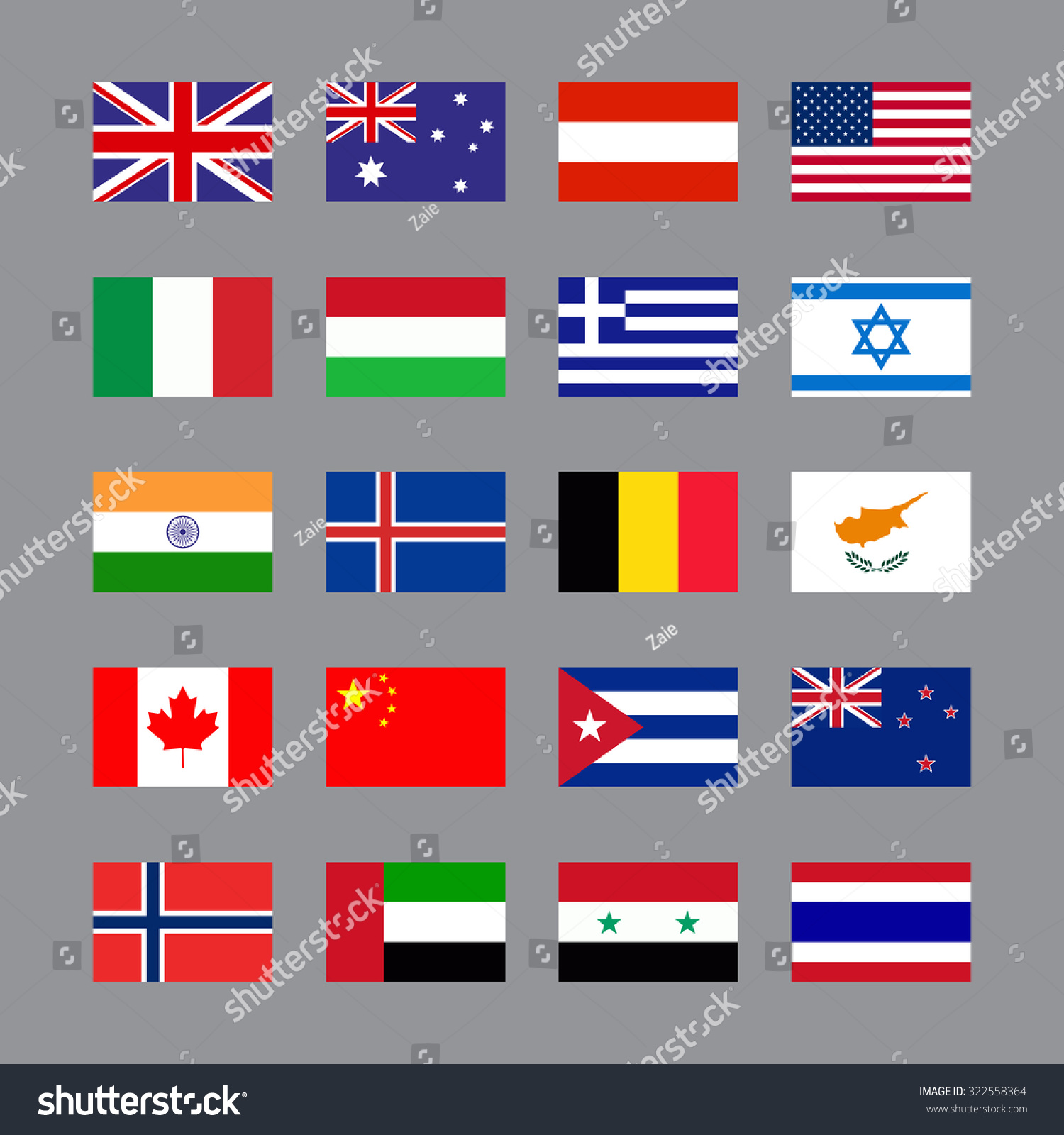 Simple Vector Flags Different Countries Flag Stock Vector 322558364