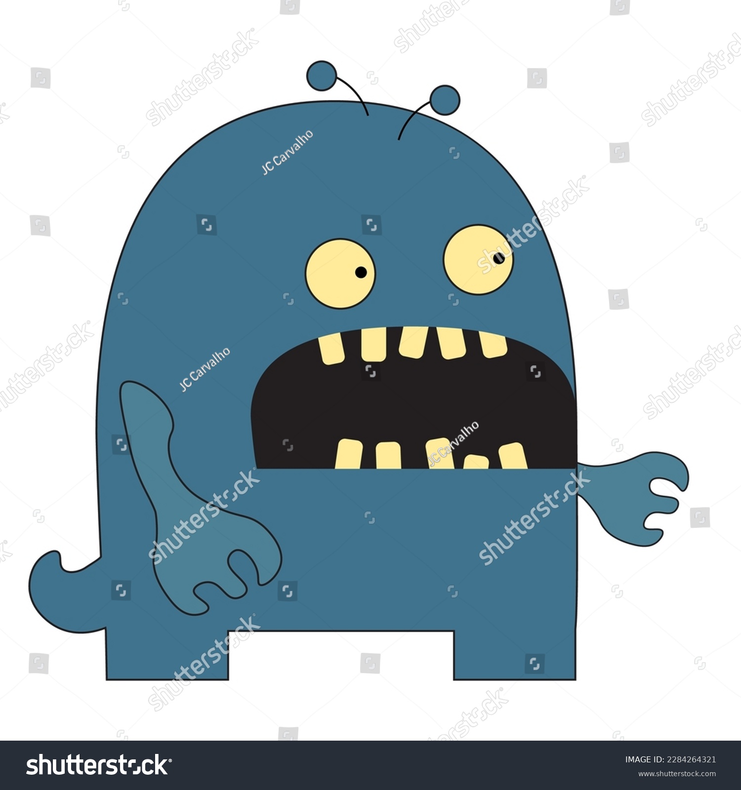 SVG of Simple vector illustration blue  monster with open mouth svg