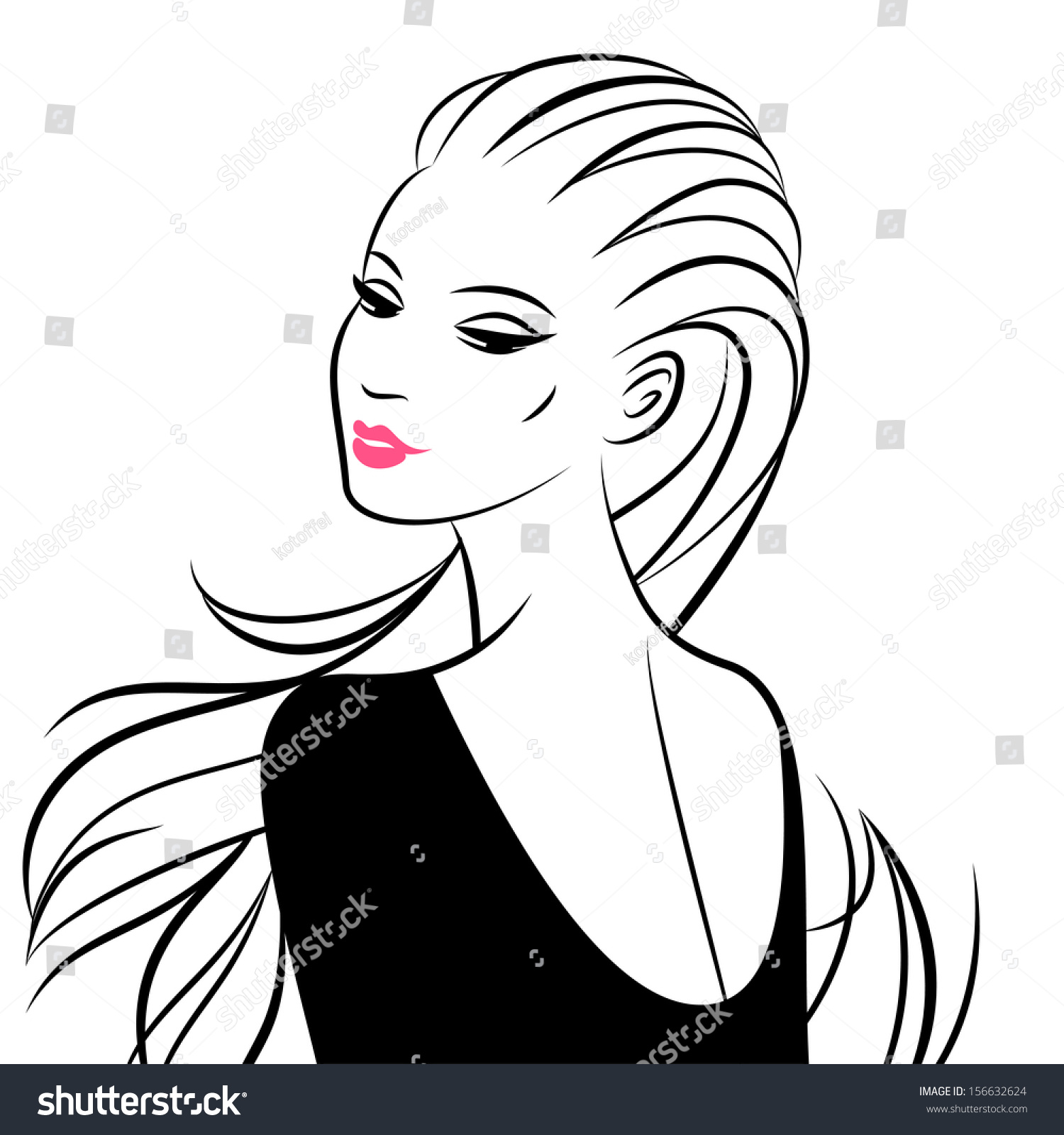 Simple Vector Illustration Beautiful Woman Dress Stock Vector Royalty