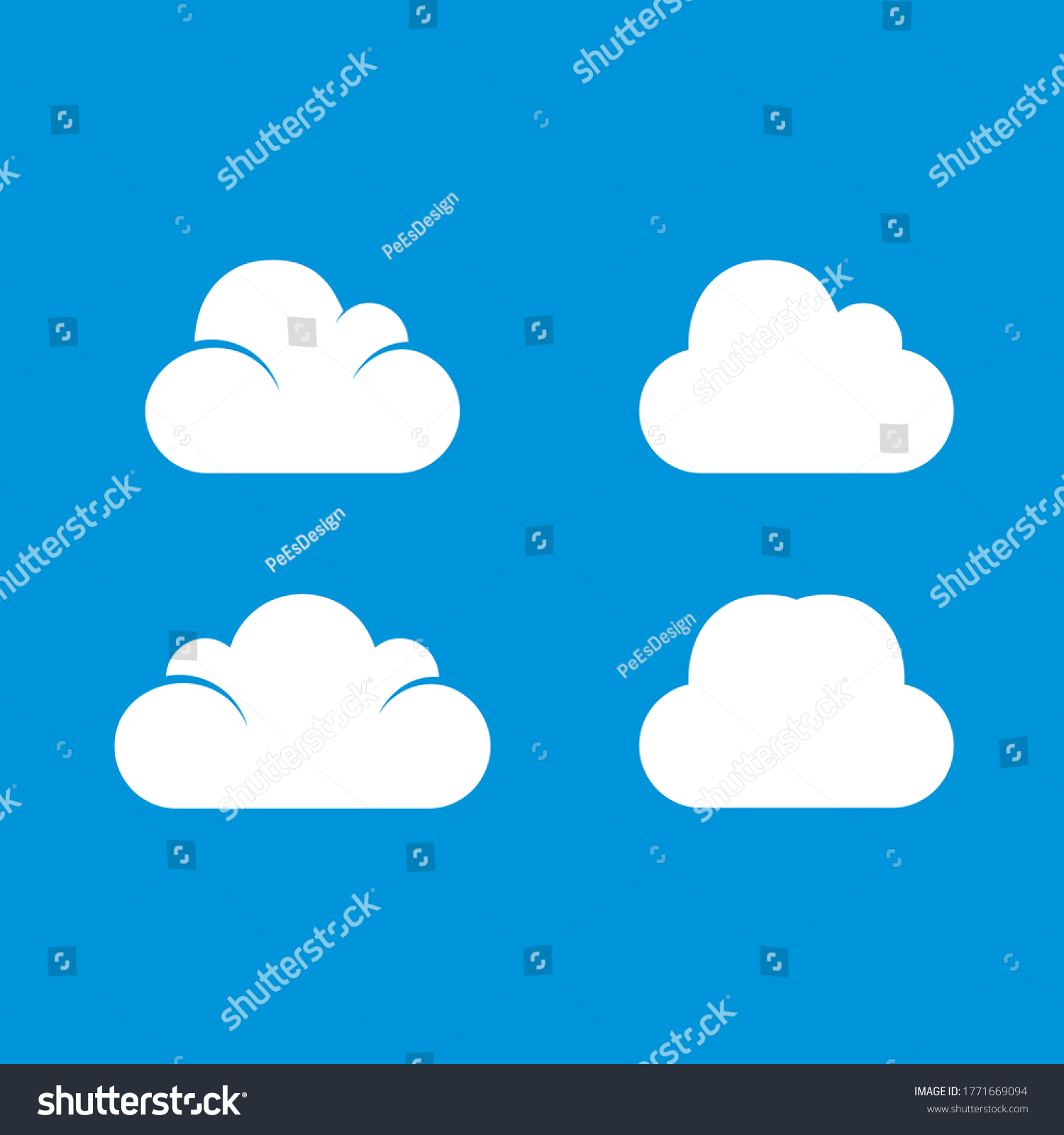 Simple White Cloud Sky Variations Cloud Stock Vector (Royalty Free ...