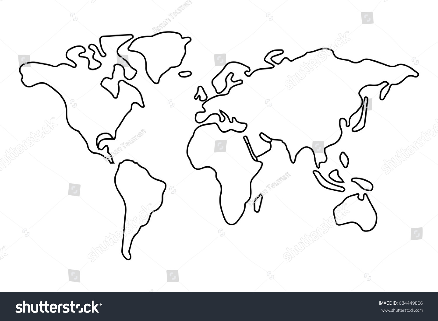Simple World Map Outline 스톡 벡터 684449866 Shutterstock