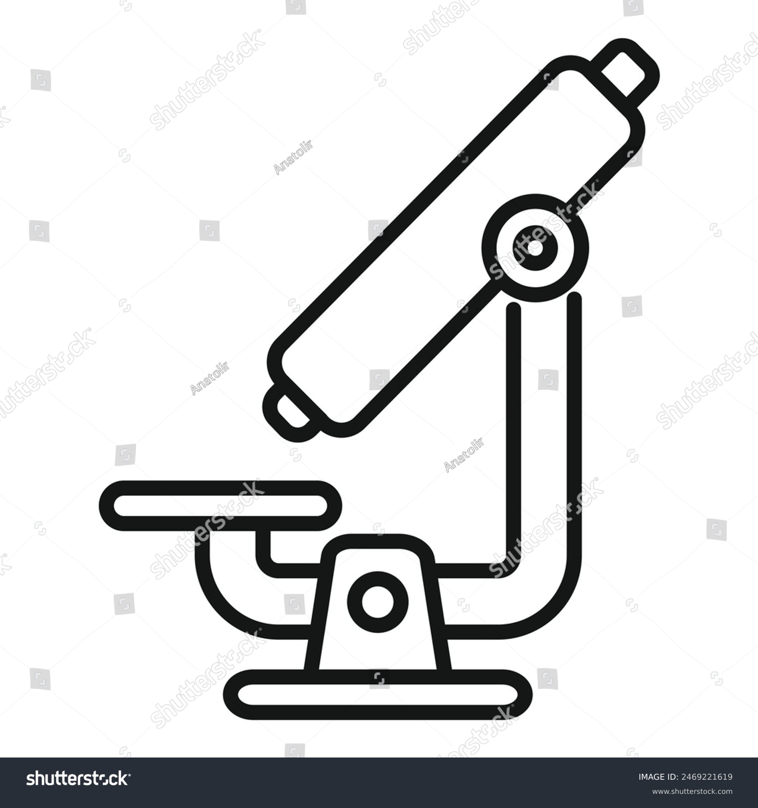 recommend clip art: Simplified black and white line art of a microscope, ideal for educational and scientific themes