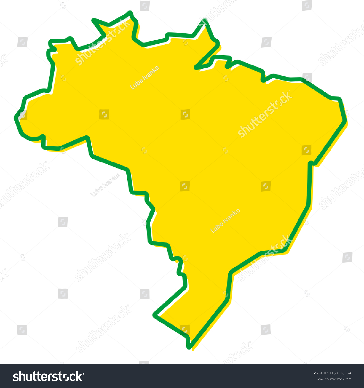 Simplified Map Brazil Outline Fill Stroke Stock Vector (Royalty Free ...