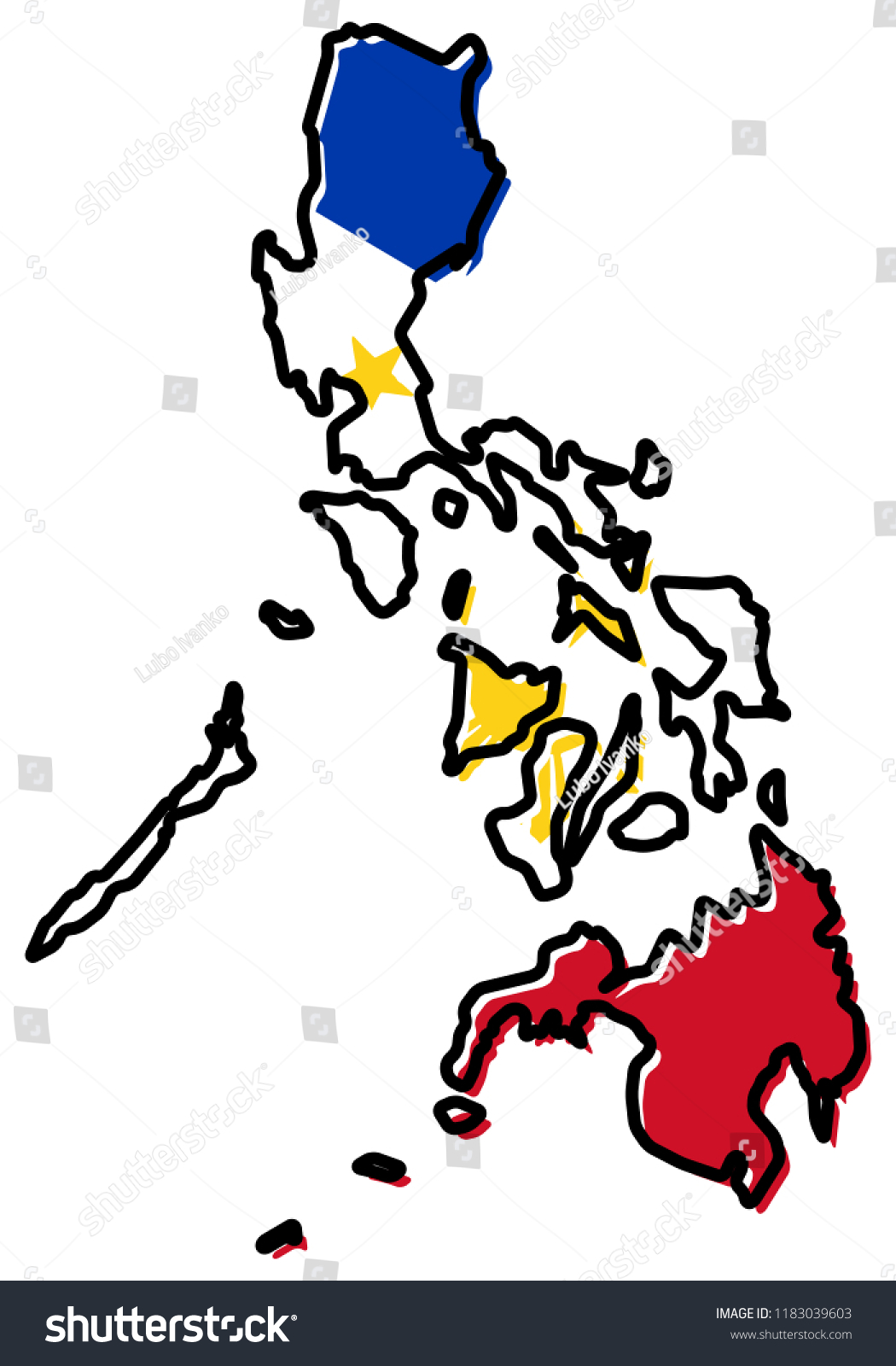 Simplified Map Philippines Outline Slightly Bent Stock Vector (Royalty ...